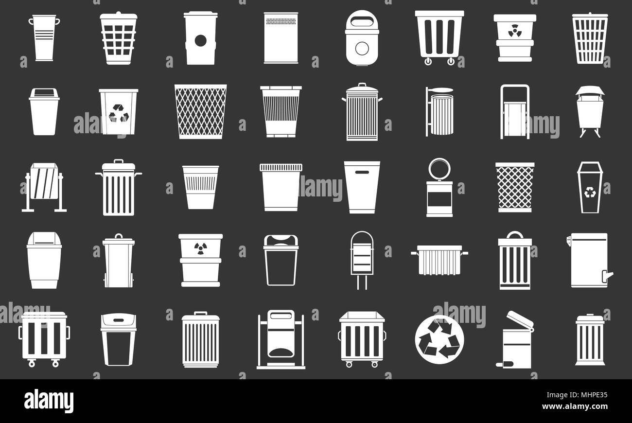 Poubelle Icon Set vector gris Illustration de Vecteur