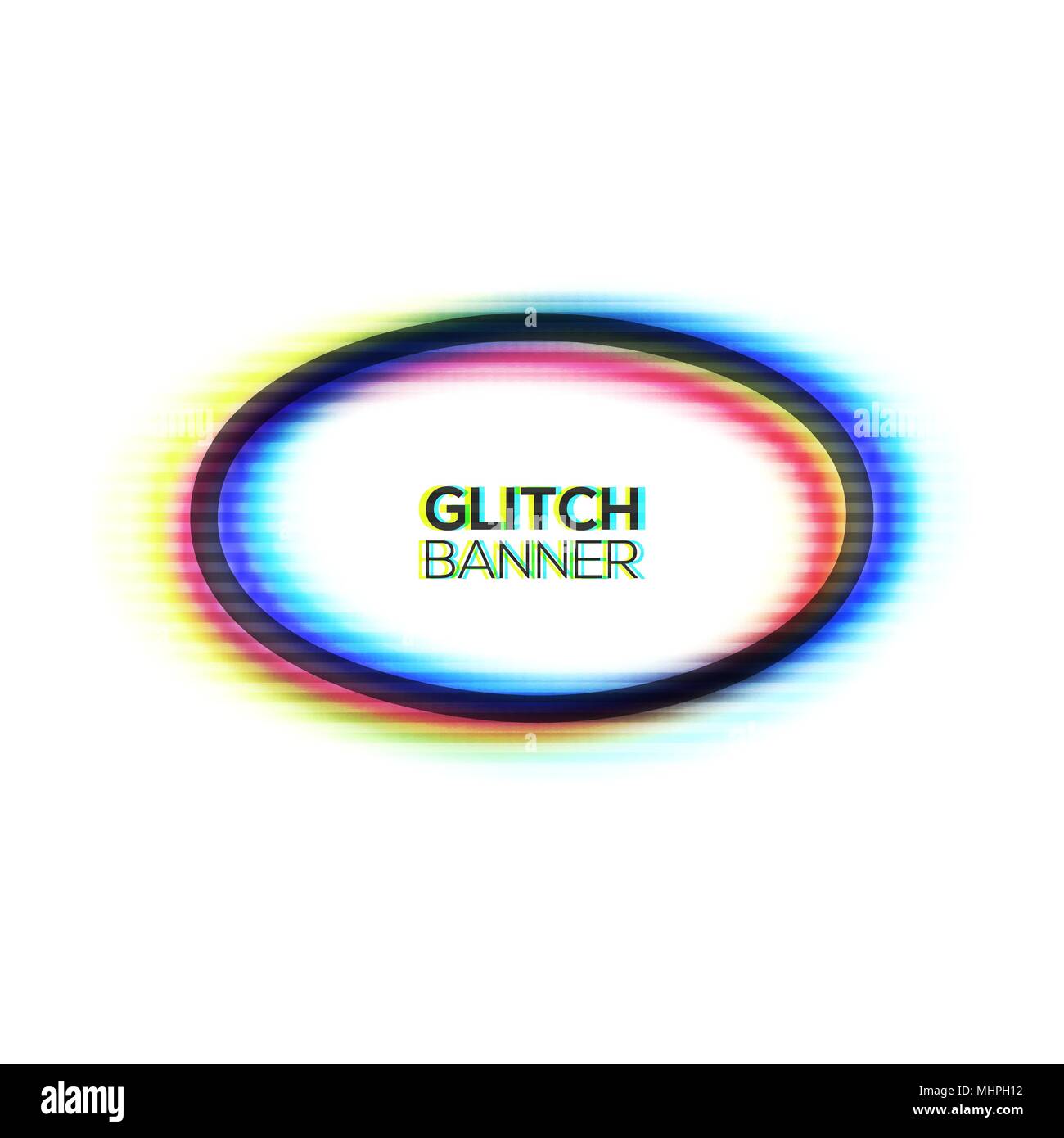 Abstract texture glitch cadre ovale. L'art moderne de style géométrique ellipse déformée d'arrière-plan avec effet glitch. Broken glitched anneau rond avec des couleurs CMJN rvb channel. Illustration vecteur de couleur. Illustration de Vecteur