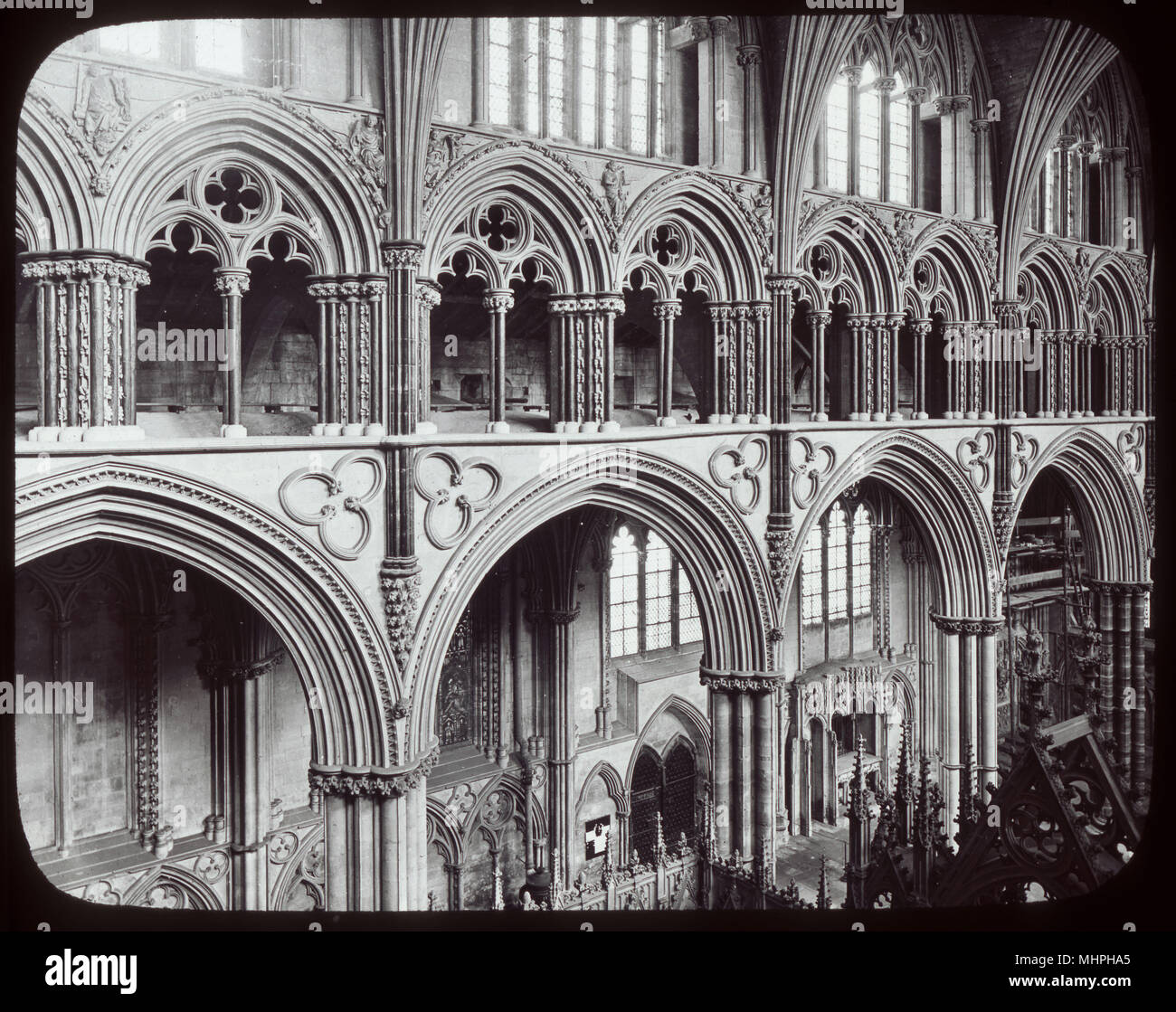 Triforium, cathédrale de Lincoln, Lincolnshire Banque D'Images