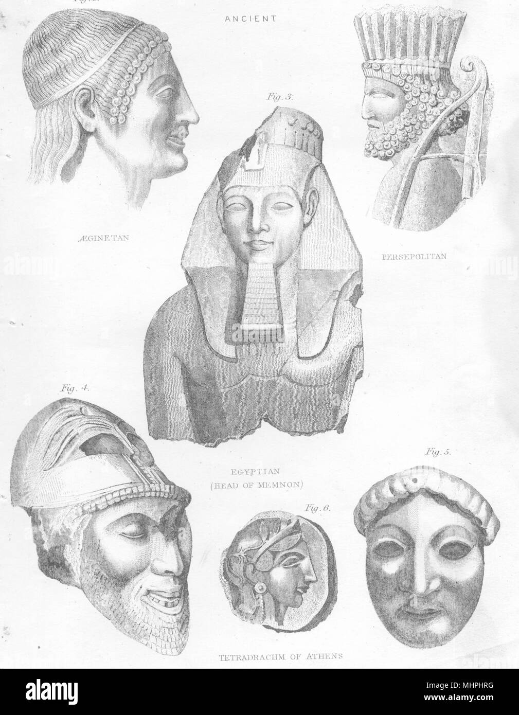 Ancienne SCULPTURE. Aeginetan ; Persepolitan Selinuntine ; Memnon ; temple ; W 1880 Banque D'Images