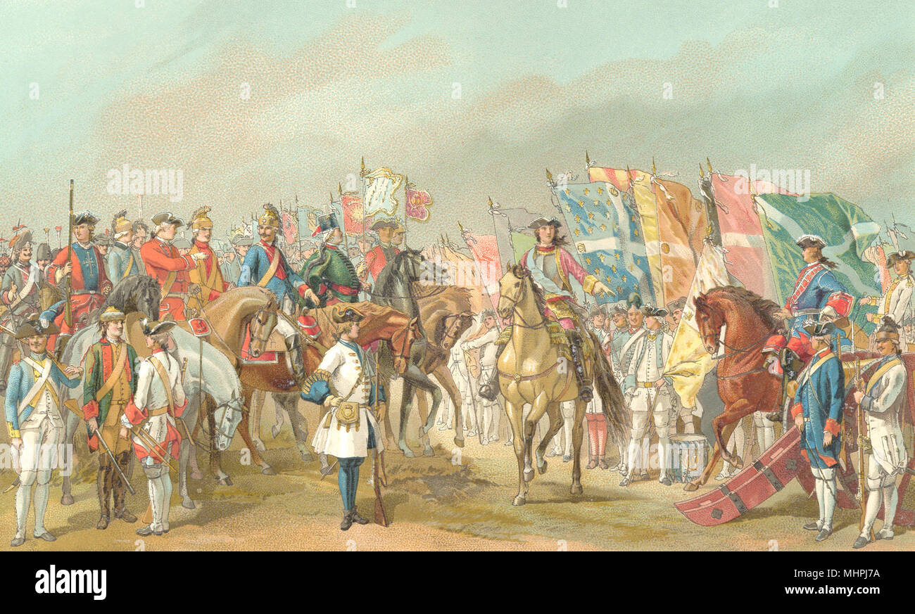 18ème siècle en France. L'uniforme de l'armée française. Chromolithographie 1876 imprimer Banque D'Images