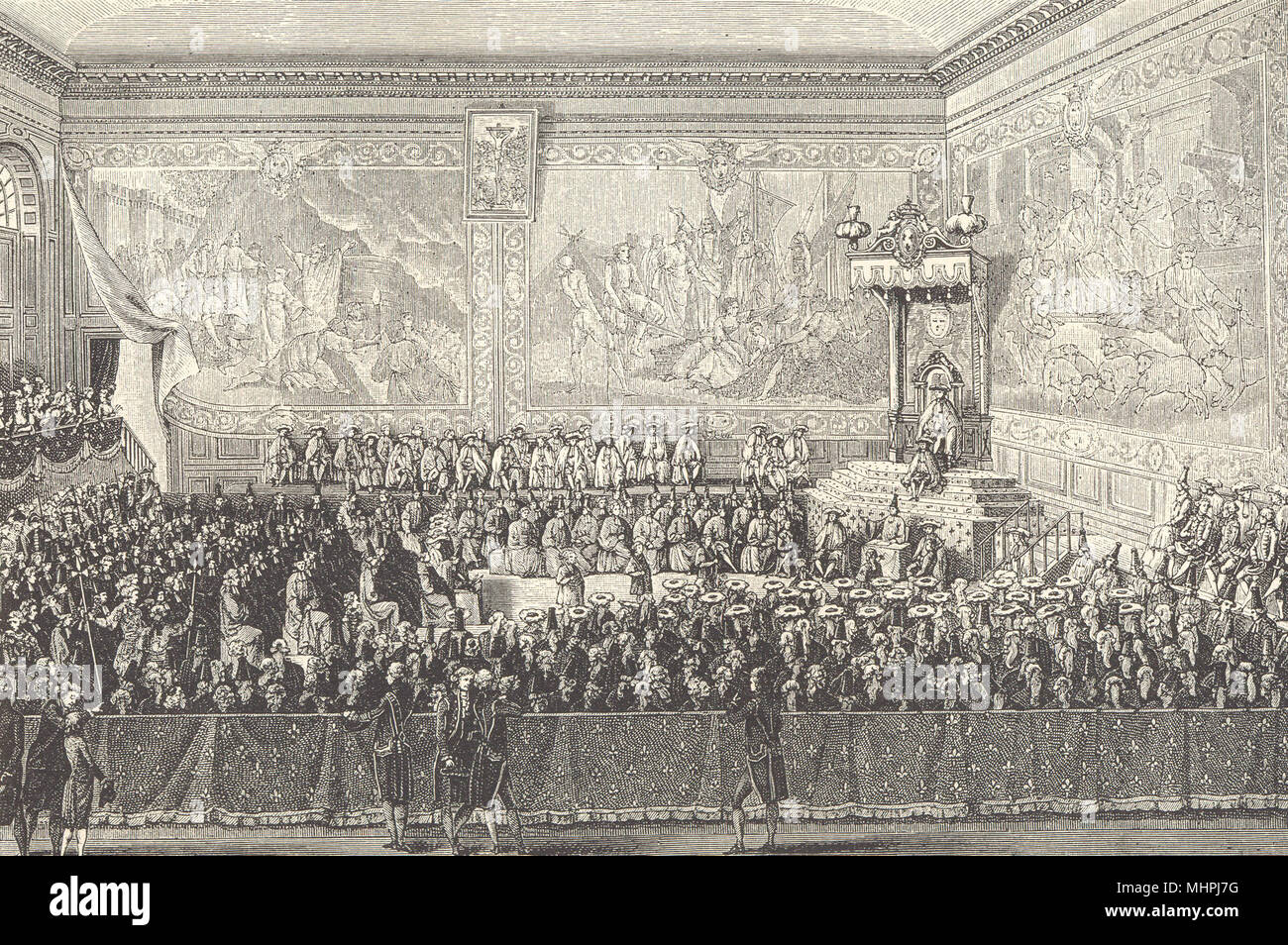 18C FRANCE. Le lit de Justice tenu à Versailles 1776 ; après Girardet 1876 Banque D'Images