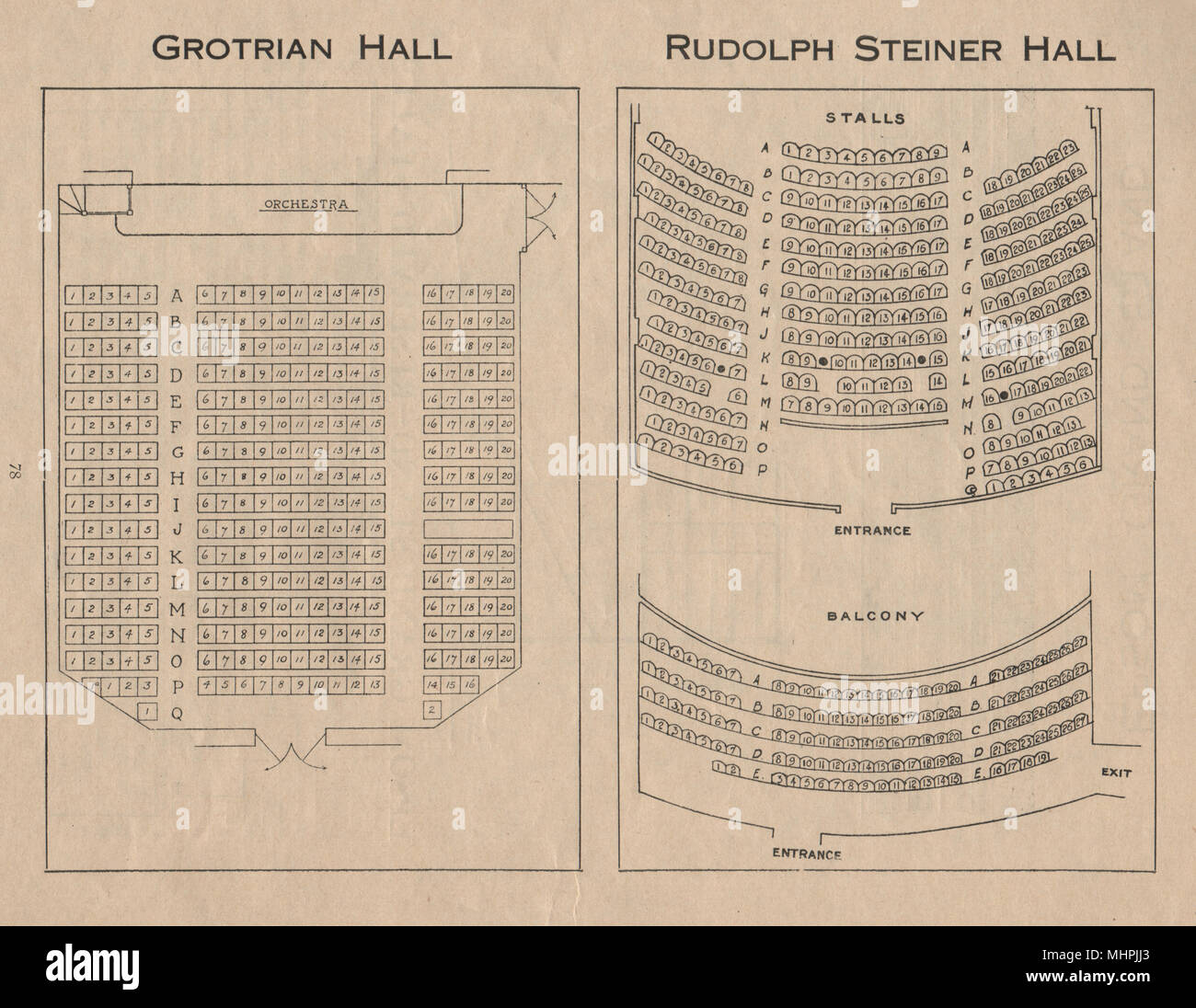 GROTRIAN HALL/Salle de Rudolph Steiner. Plan de la salle. Londres. Wigmore Street 1936 Banque D'Images