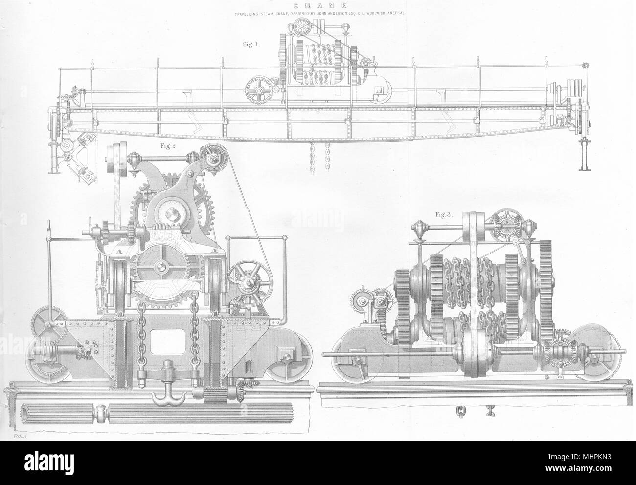 WOOLWICH. Crane, voyageant de la vapeur, conçu John Anderson. C. E. 1880 Arsenal Banque D'Images
