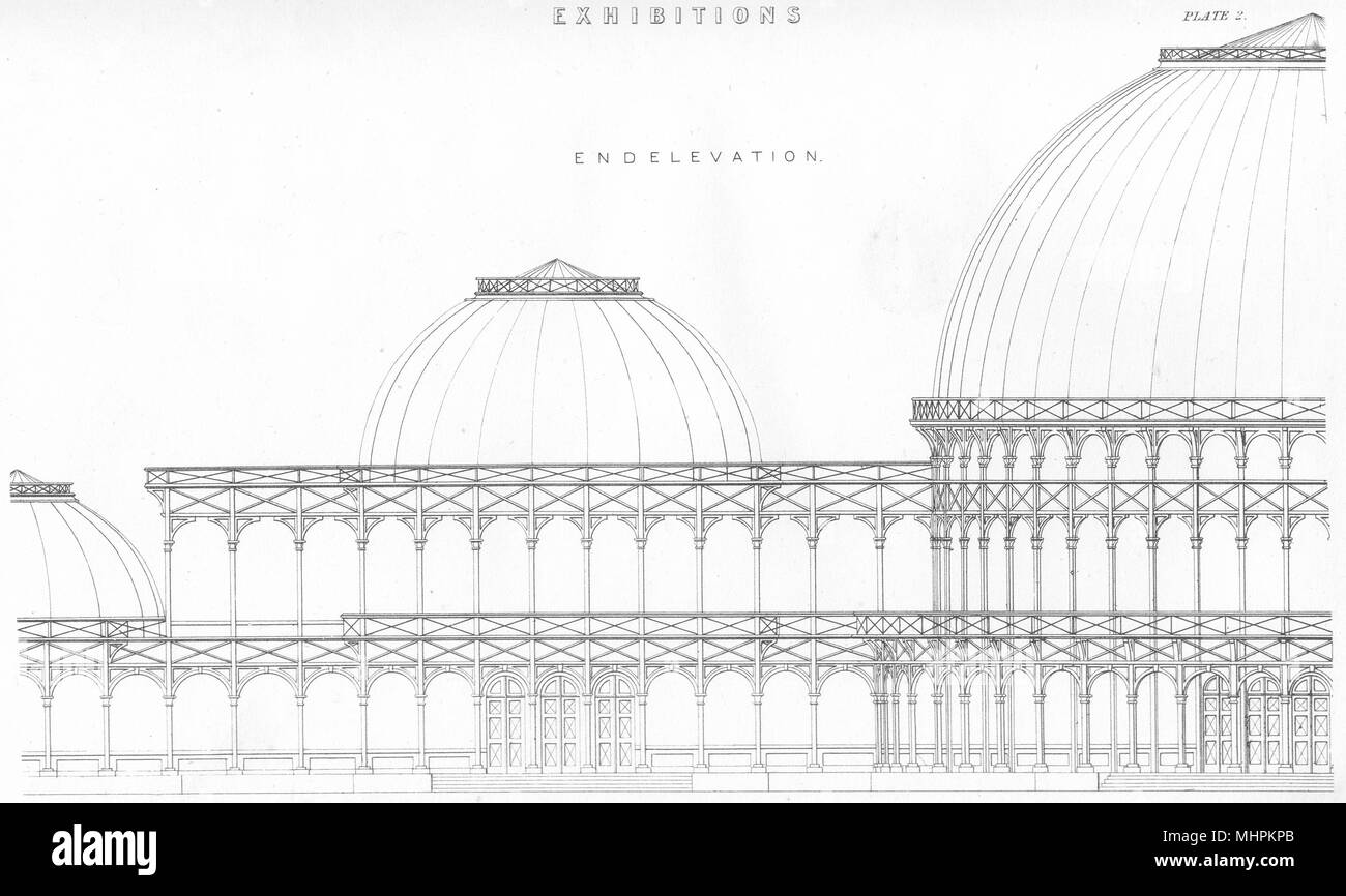 Exposition de Dublin 1853. Fin 1880 élévation ancienne imprimer photo Banque D'Images