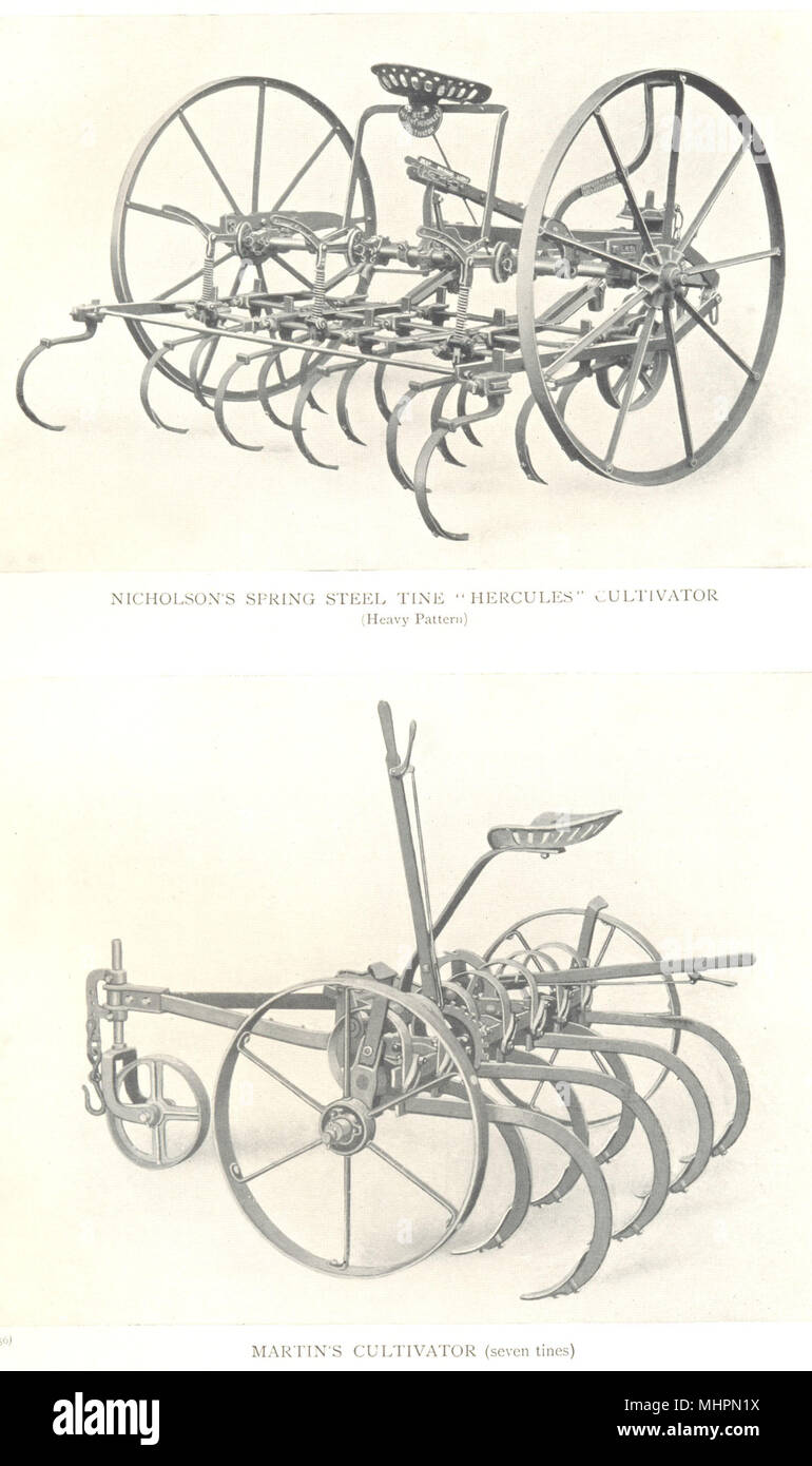 Les pratiquants.Nicholson's spr.Steel 'Hercules';Martin(cultivateur 7 dents) 1912 Banque D'Images