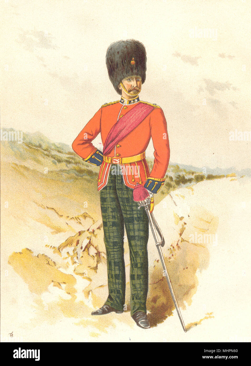 Uniformes de l'armée britannique. Le 21e - Royal Scots Fusiliers Regiment 1890 imprimer Banque D'Images