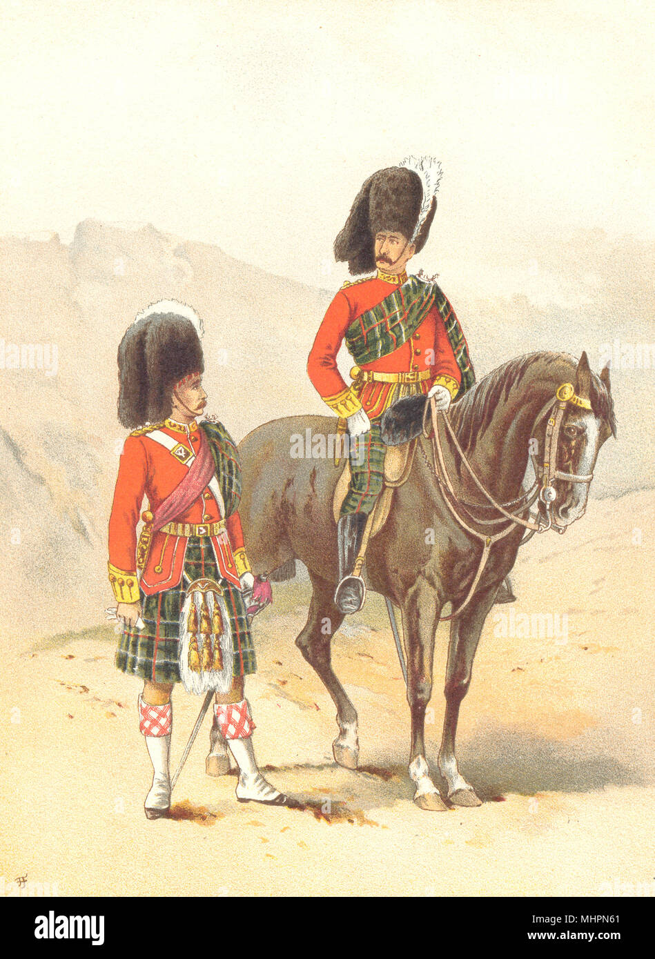 Uniformes de l'armée britannique. La 72e - Seaforth Highlanders Regiment 1890 old print Banque D'Images