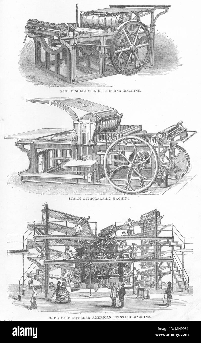 L'IMPRESSION.Jobbing mono-cylindre à vapeur machine;American 1880 houes;lithographique Banque D'Images
