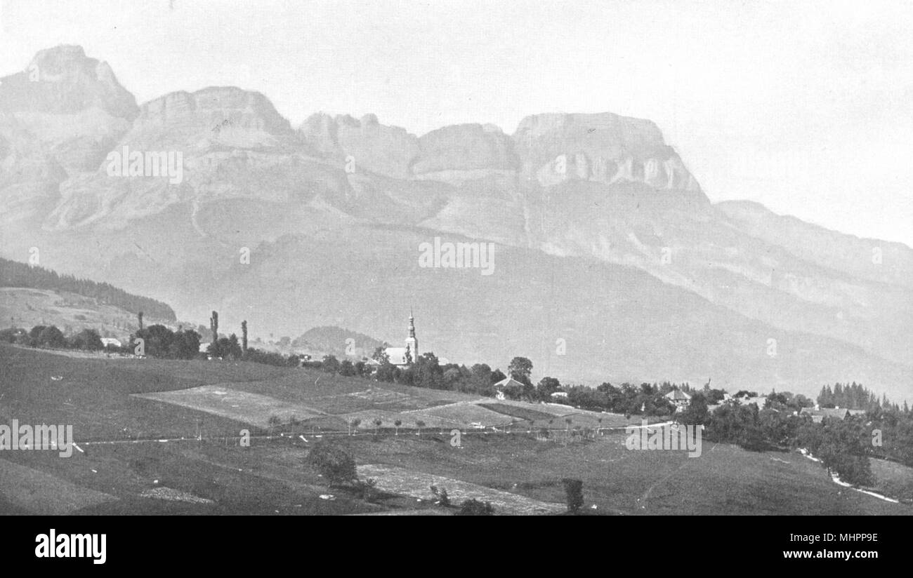 Haute Savoie Combloux Et La Chaine Des Aravis 1903 Ancienne Imprimer Photo Photo Stock Alamy