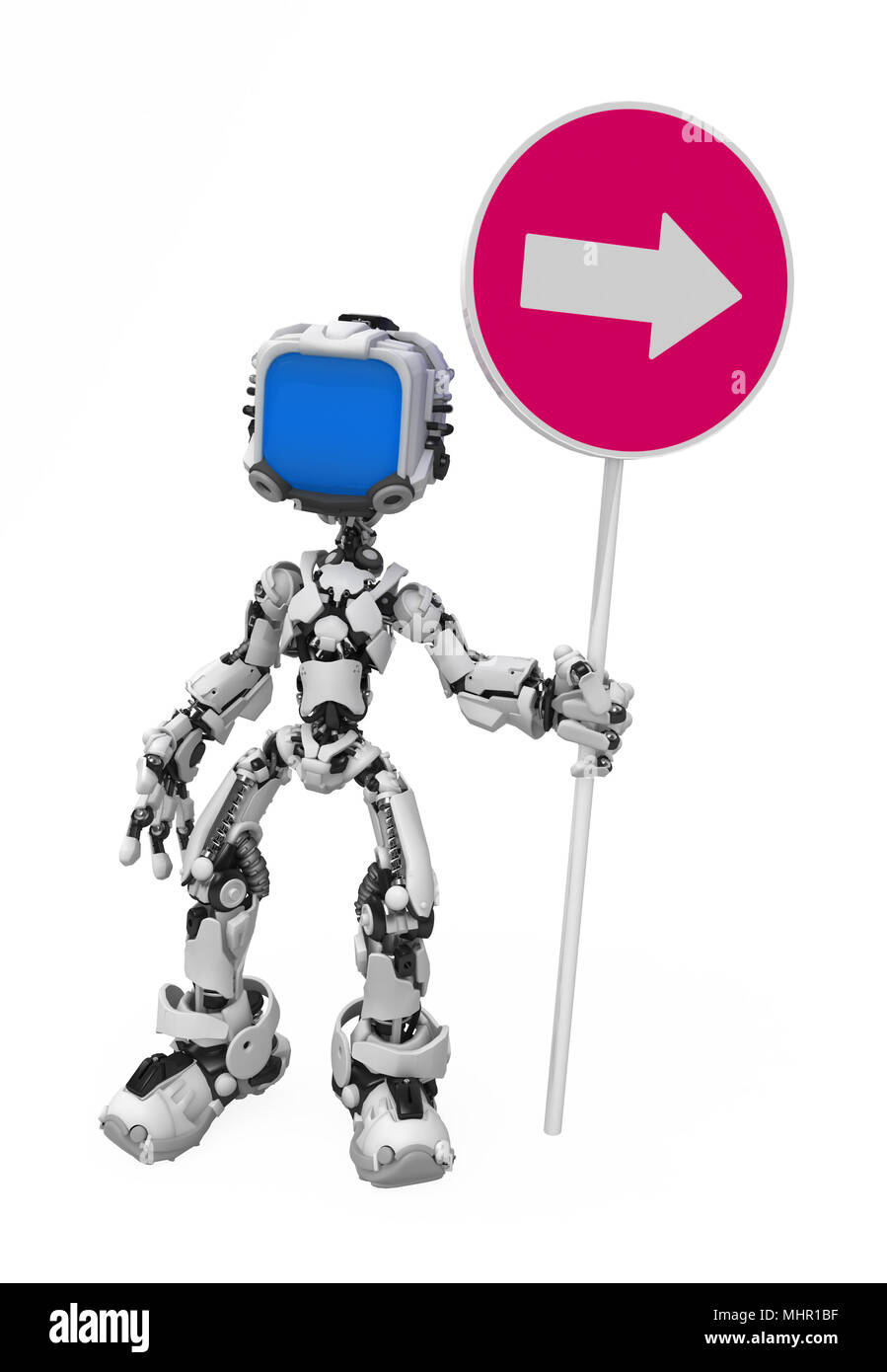 Petit robot 3d figure, sur fond blanc, isolé Banque D'Images