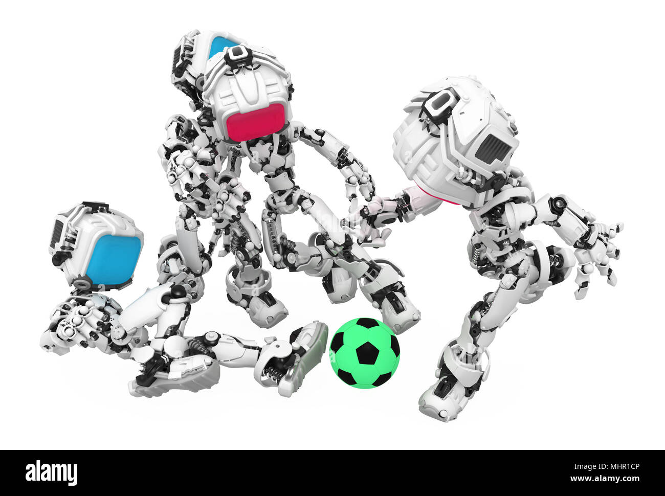 Petit robot 3d figure, sur fond blanc, isolé Banque D'Images