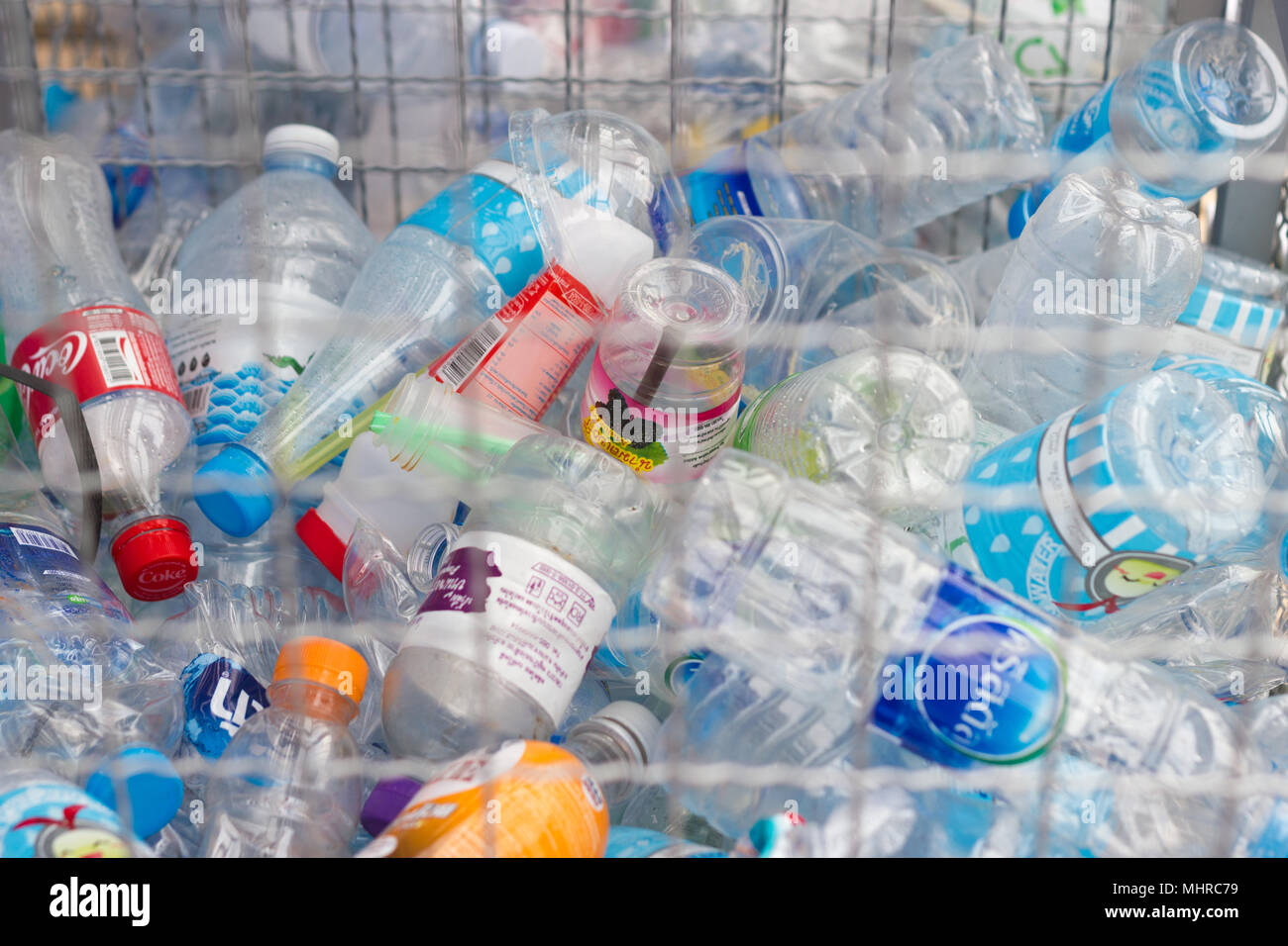 Thaïlande : Bangkok- le 21 janvier, 2018 :- de nombreuses bouteilles en plastique pour le recyclage seront recyclés, Concept de recyclage de la bouteille en plastique vide utilisé Banque D'Images