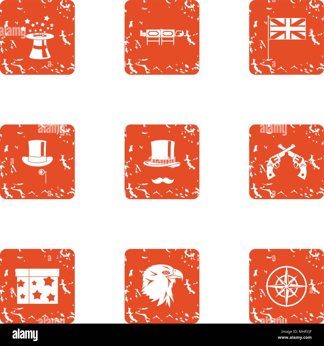 Bewitched icons set, grunge style Illustration de Vecteur