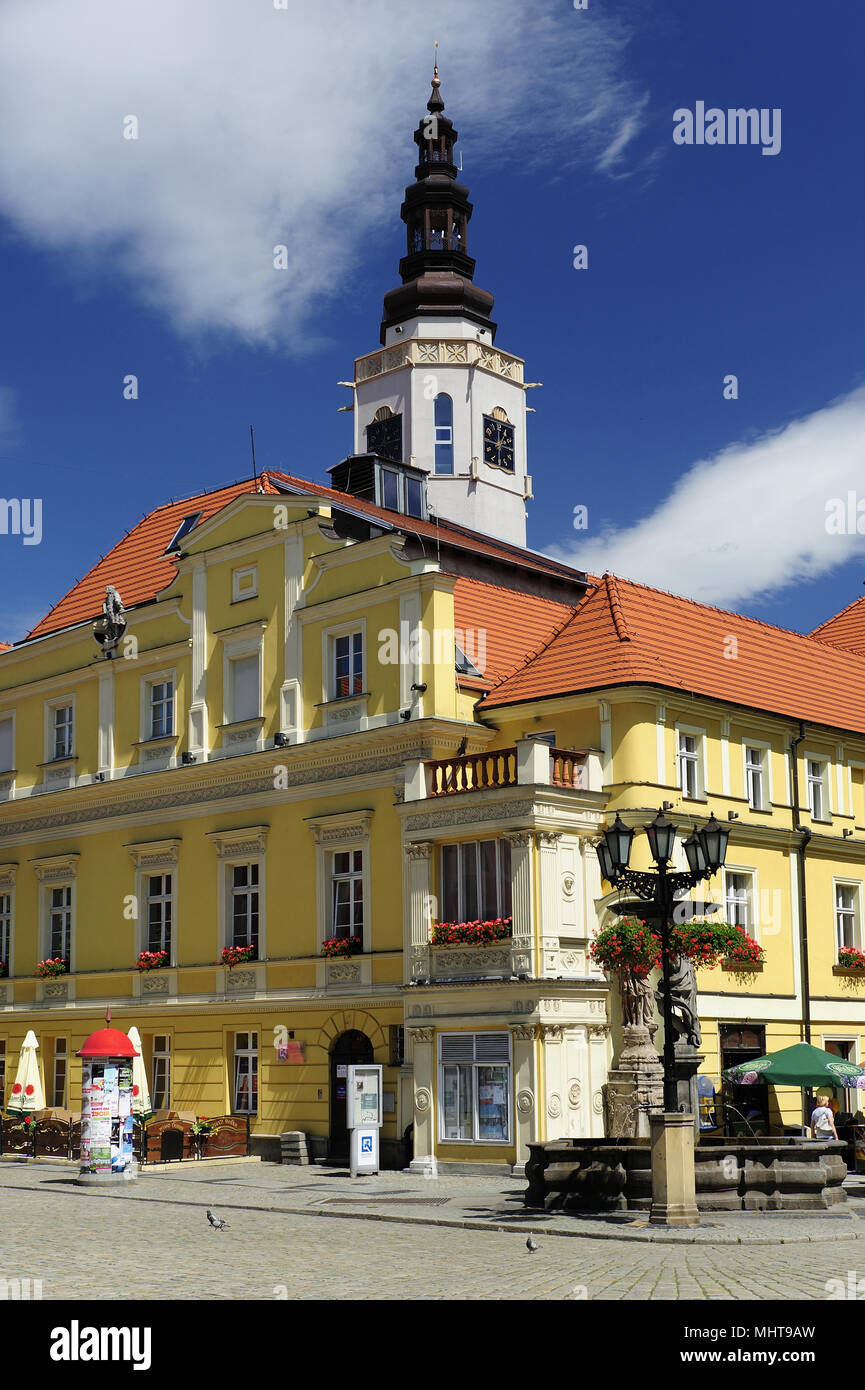 dolnoslaskie, paysage, marché, vieux, ratusz, rynek, silésie, swidnica, ville, jumeaux, voyages, pologne, europe, Banque D'Images