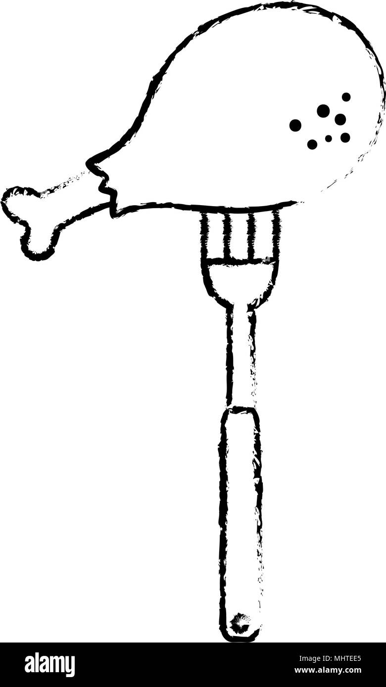 Cuisse de poulet à la fourchette Illustration de Vecteur