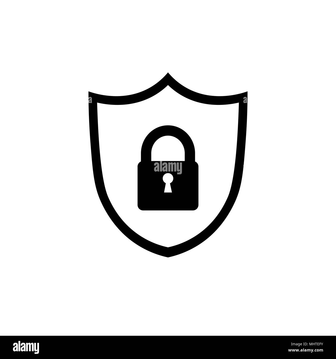 Icône de bouclier. Icône de verrouillage. Icône de bouclier protecteur. Protection avec lock symbole noir. Abstract vector illustration l'icône de sécurité isolé sur fond blanc. Vec Illustration de Vecteur