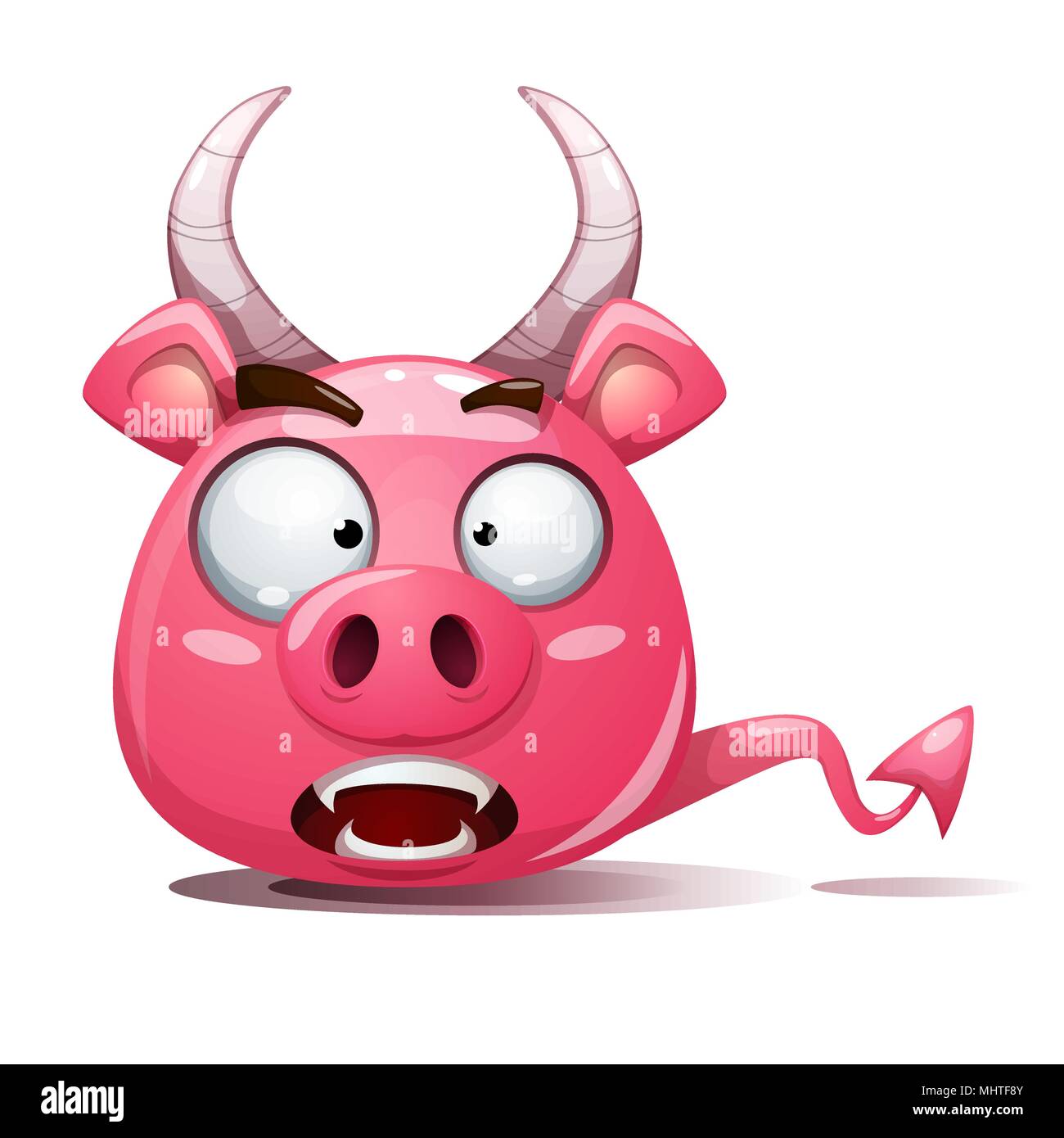 Drôle, mignon, crazy pig icône. Devil smiley. Symbole de 2019. Illustration de Vecteur