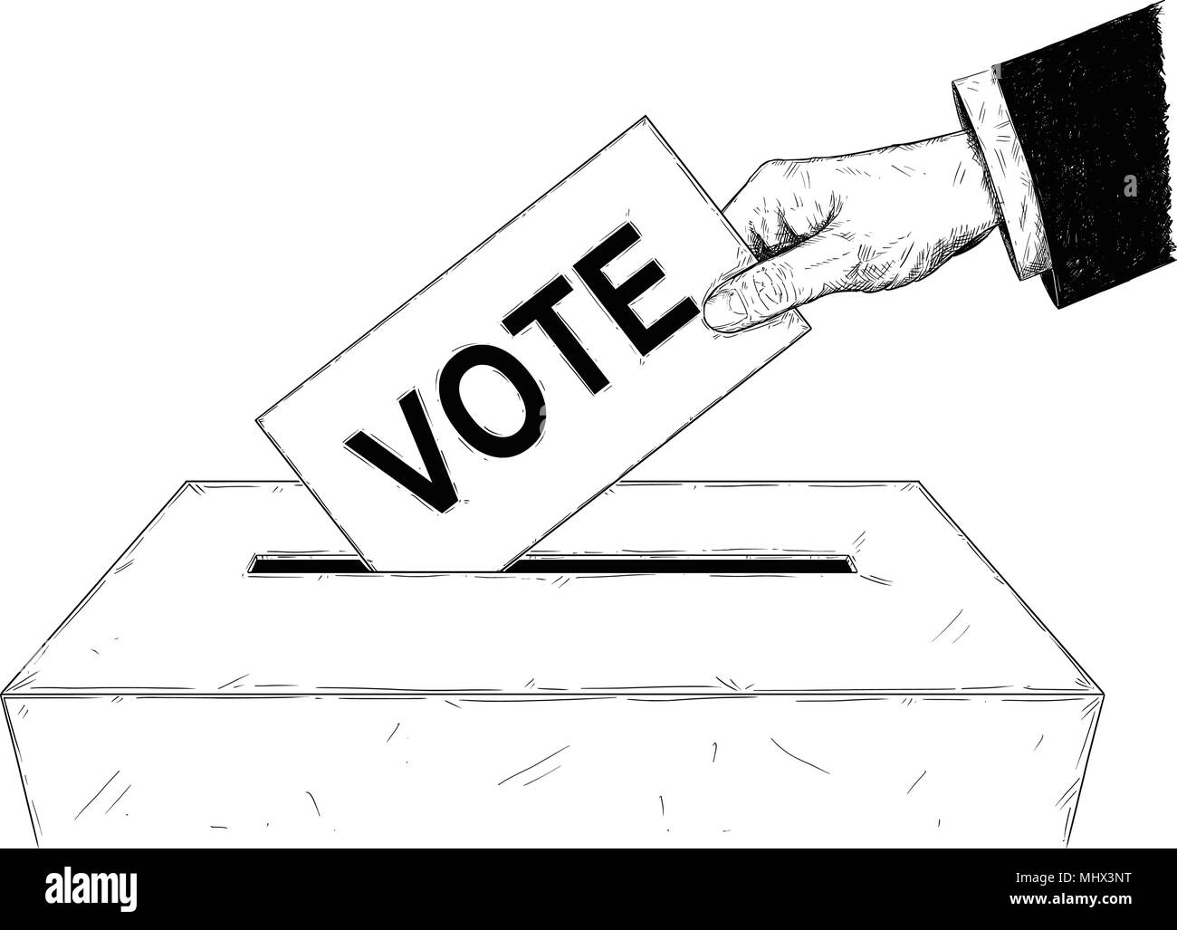 Vector illustration artistique ou d'un dessin de l'enveloppe de vote avec Urne en texte Illustration de Vecteur