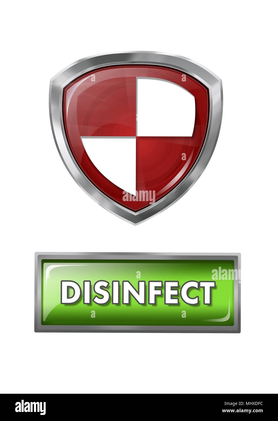 Sécurité antivirus protection thermique avec bouton désinfecter Banque D'Images