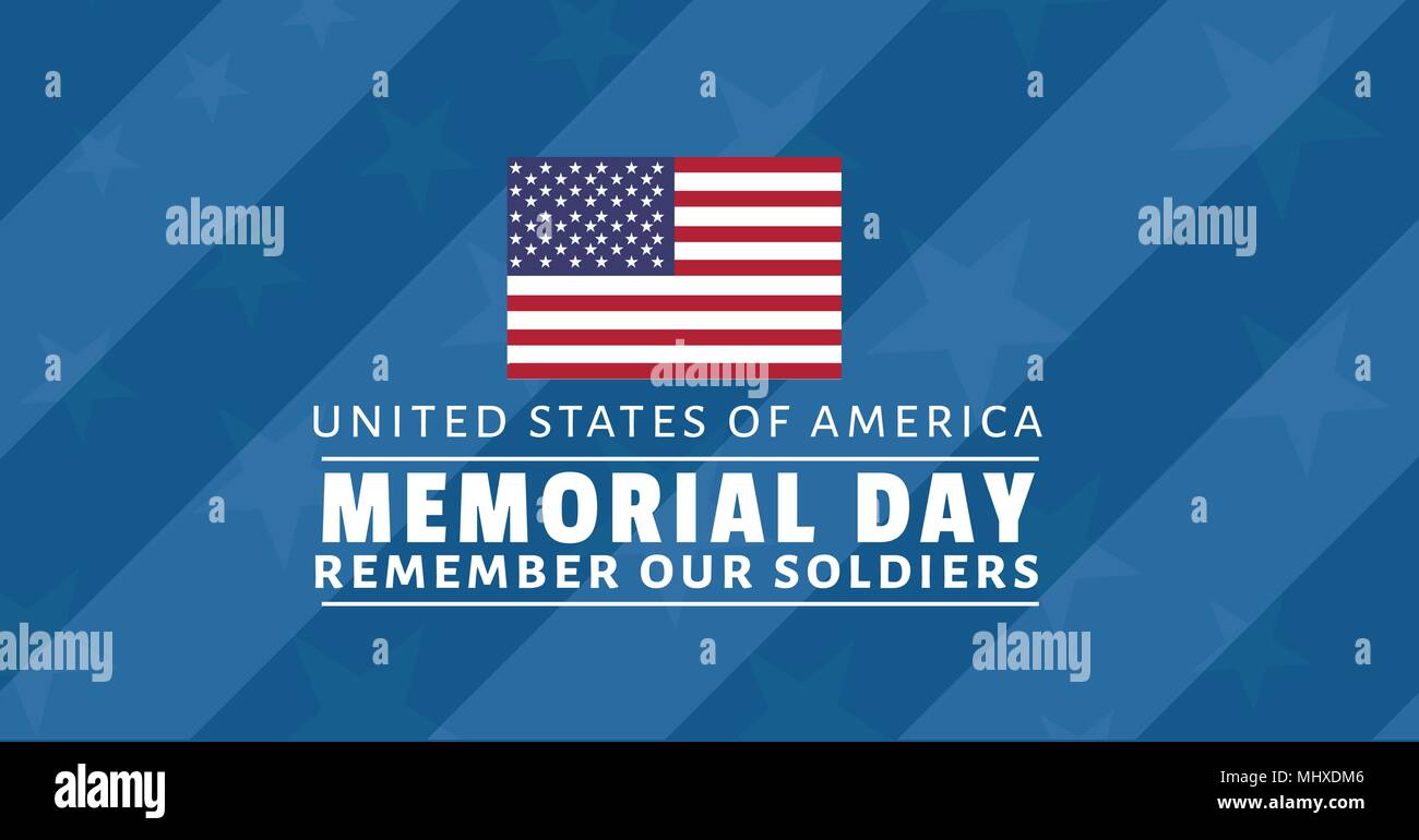 Message du Jour du souvenir avec le drapeau américain et stars and stripes blue background Banque D'Images