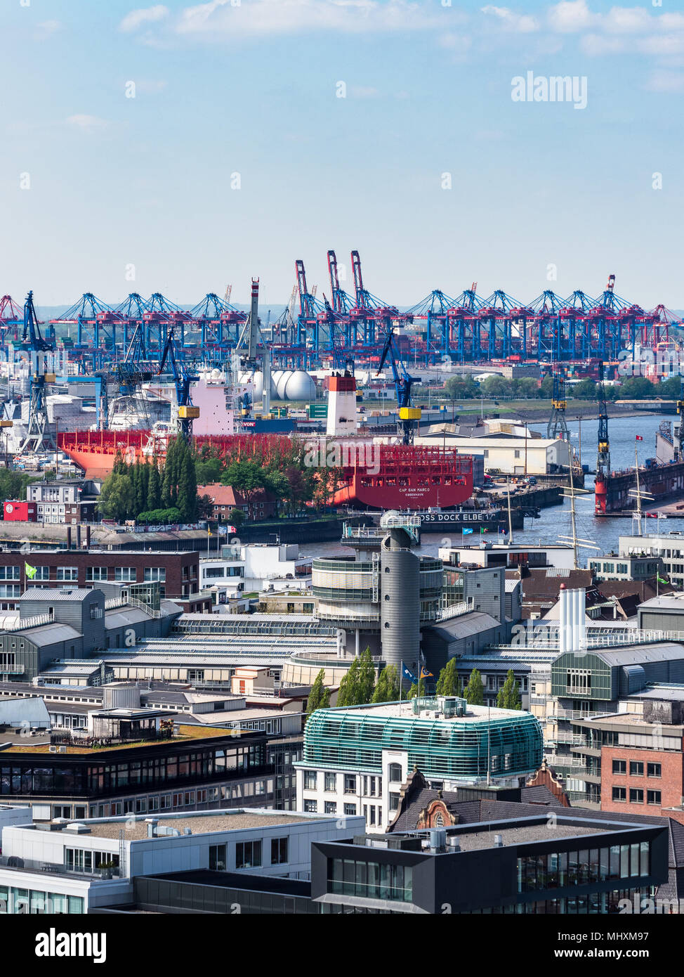 Port de Hambourg, Hamburg Docks - le port de Hambourg est le plus grand port d'Allemagne et le 3ème plus grand d'Europe. Commerce mondial Commerce international, Commerce mondial Banque D'Images