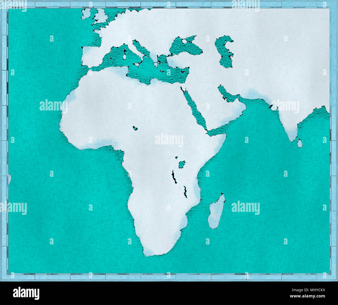 Carte de l'Afrique, appelée l'illustre les traits de pinceau, carte géographique, physique. La cartographie, atlas géographique Banque D'Images