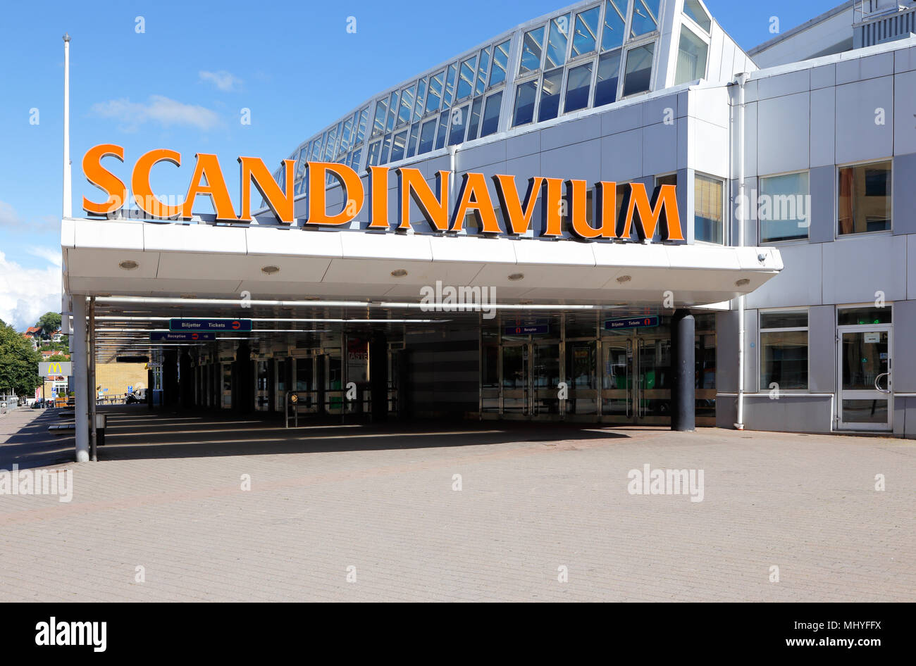 Gothenburg, Suède - 30 juin 2014 : l'entrée de la Scandinavium Arena avec une patinoire de hockey sur glace. Banque D'Images