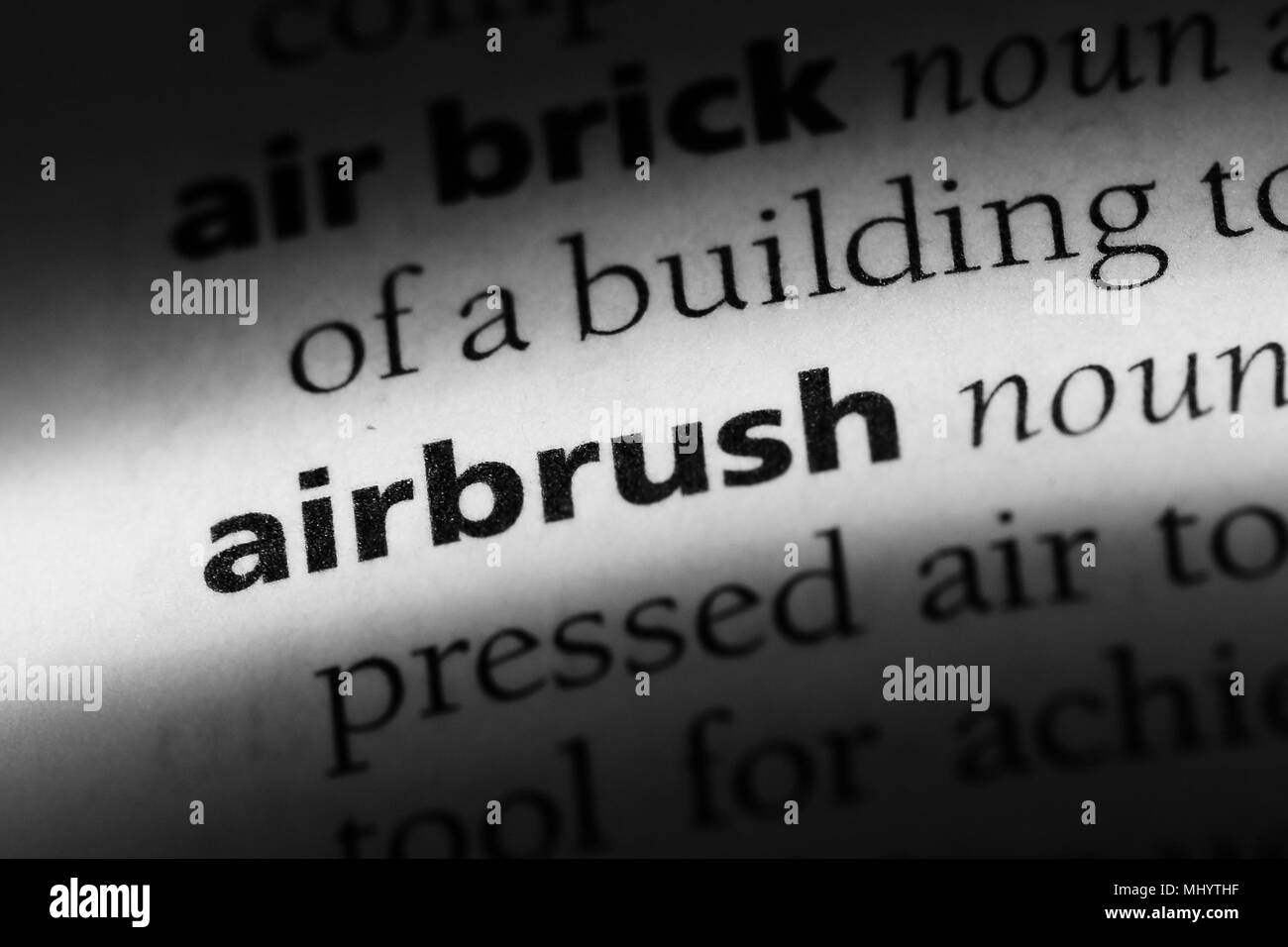 Mot du dictionnaire pour aérographe Airbrush. concept. Banque D'Images