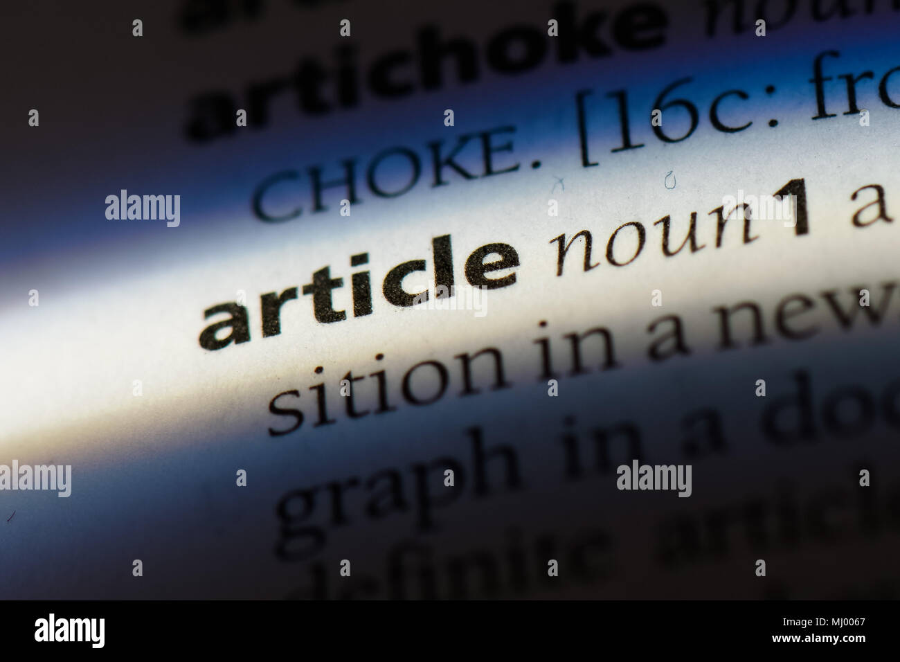 L'article mot dans un dictionnaire. L'article concept. Banque D'Images