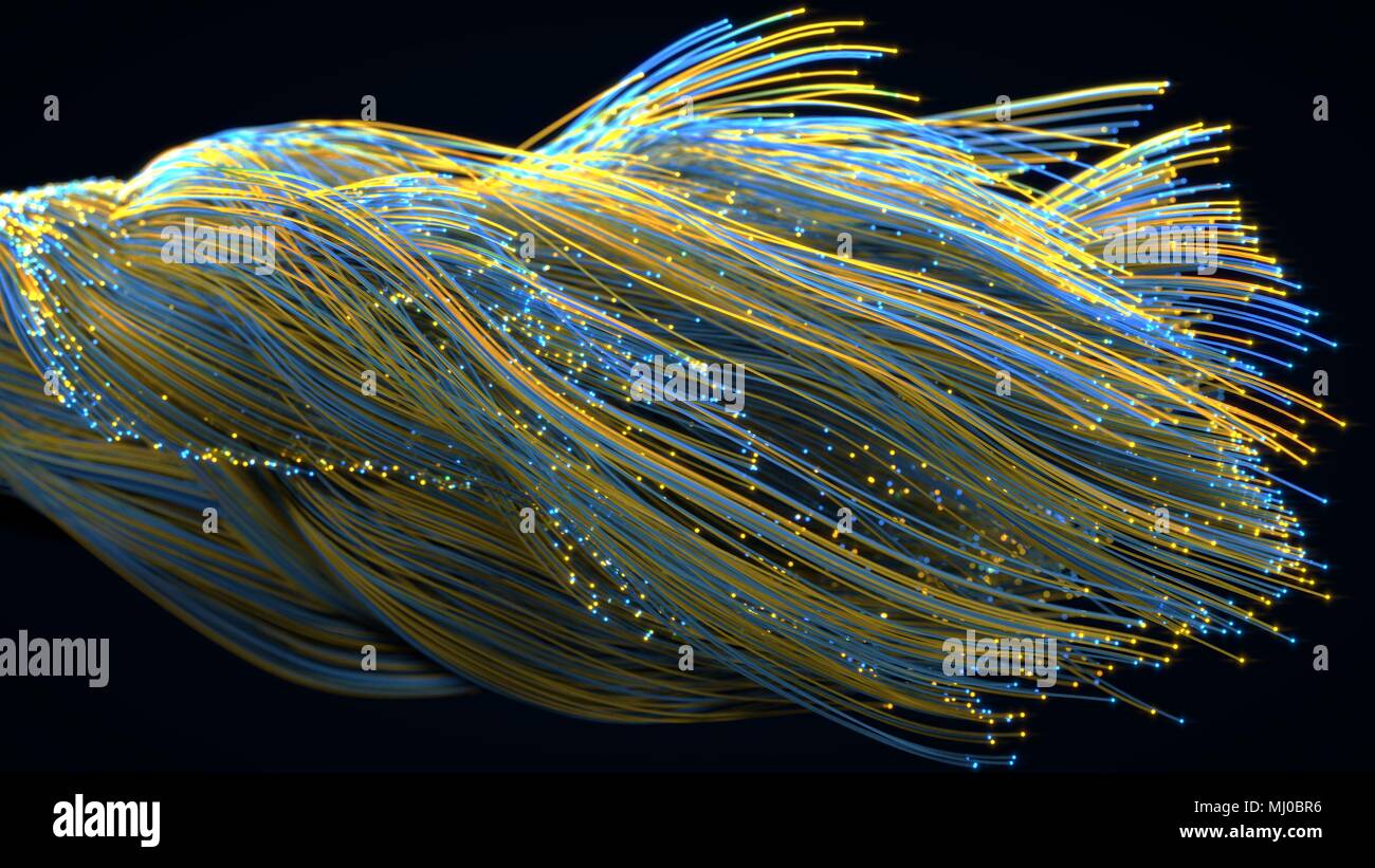 Câbles à fibres optiques. 3d illustration Banque D'Images