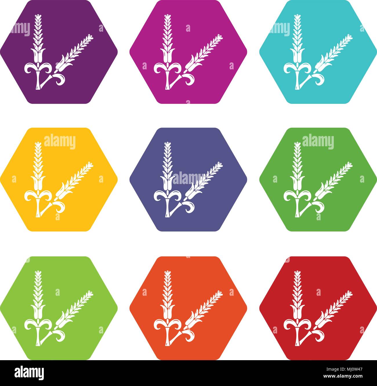 Blé haut icons set 9 vector Illustration de Vecteur