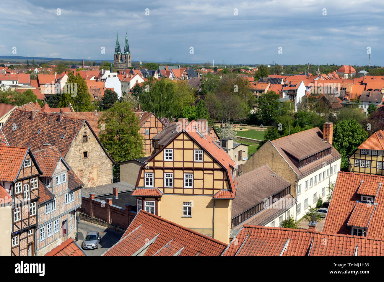 Vue sur la ville de Quedlinburg près du Harz. La Saxe-Anhalt, Allemagne Banque D'Images