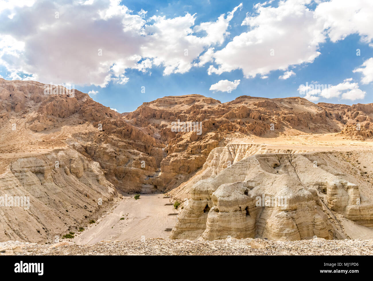 Grottes de Qumran à Qumran National Park, où la mer morte ont été trouvés Banque D'Images