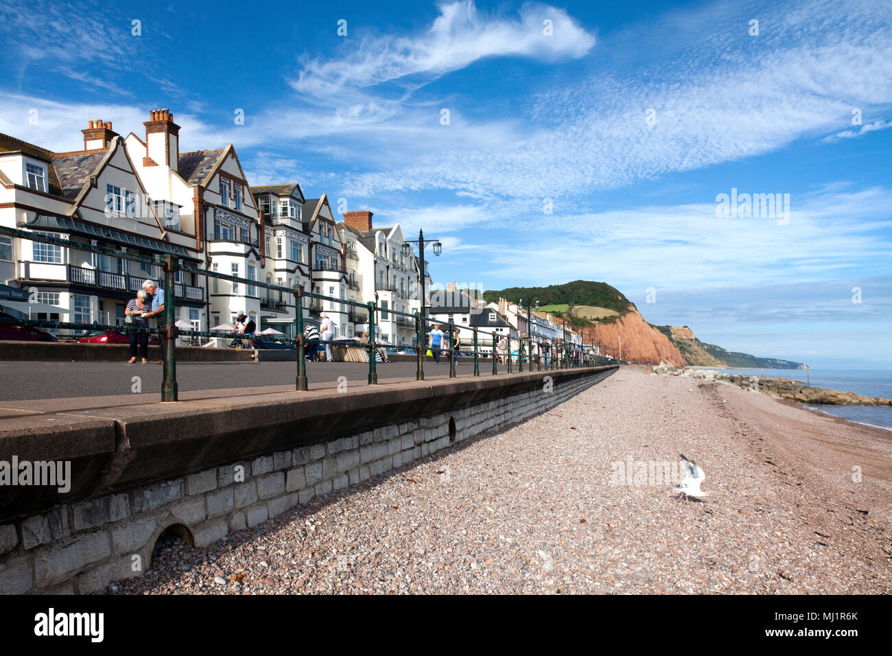 Hôtels et Esplanade de la plage, Sidmouth, l'est du Devon, Angleterre Banque D'Images
