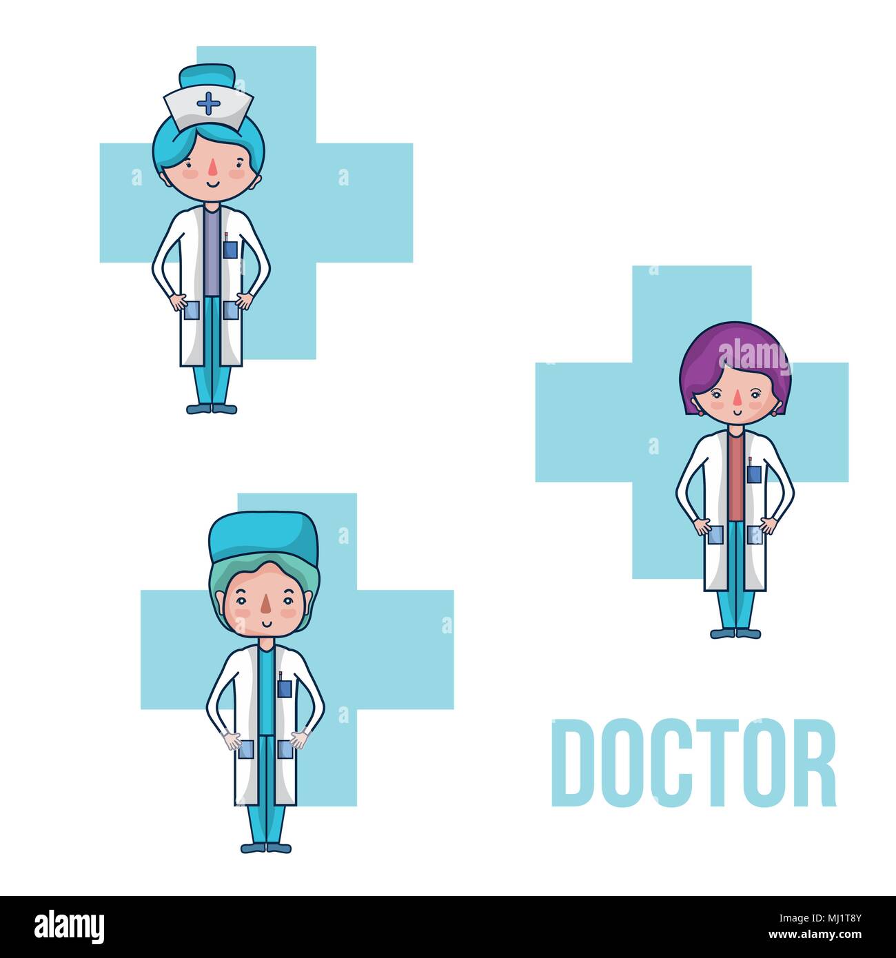 L'équipe médicale Cute cartoons Illustration de Vecteur