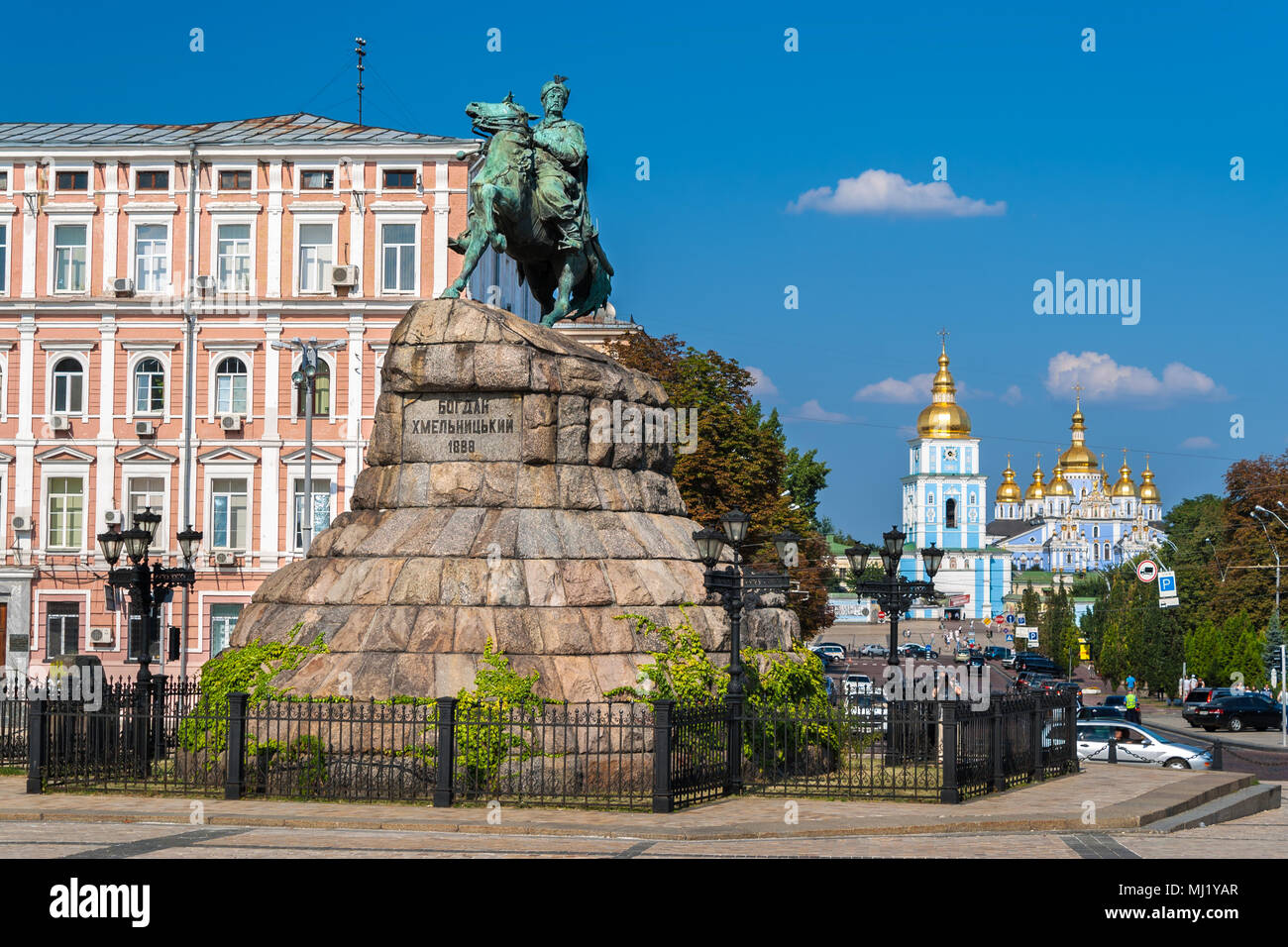L'Bogdan Khmelnitski monument au monastère Saint Michel à Kiev Banque D'Images