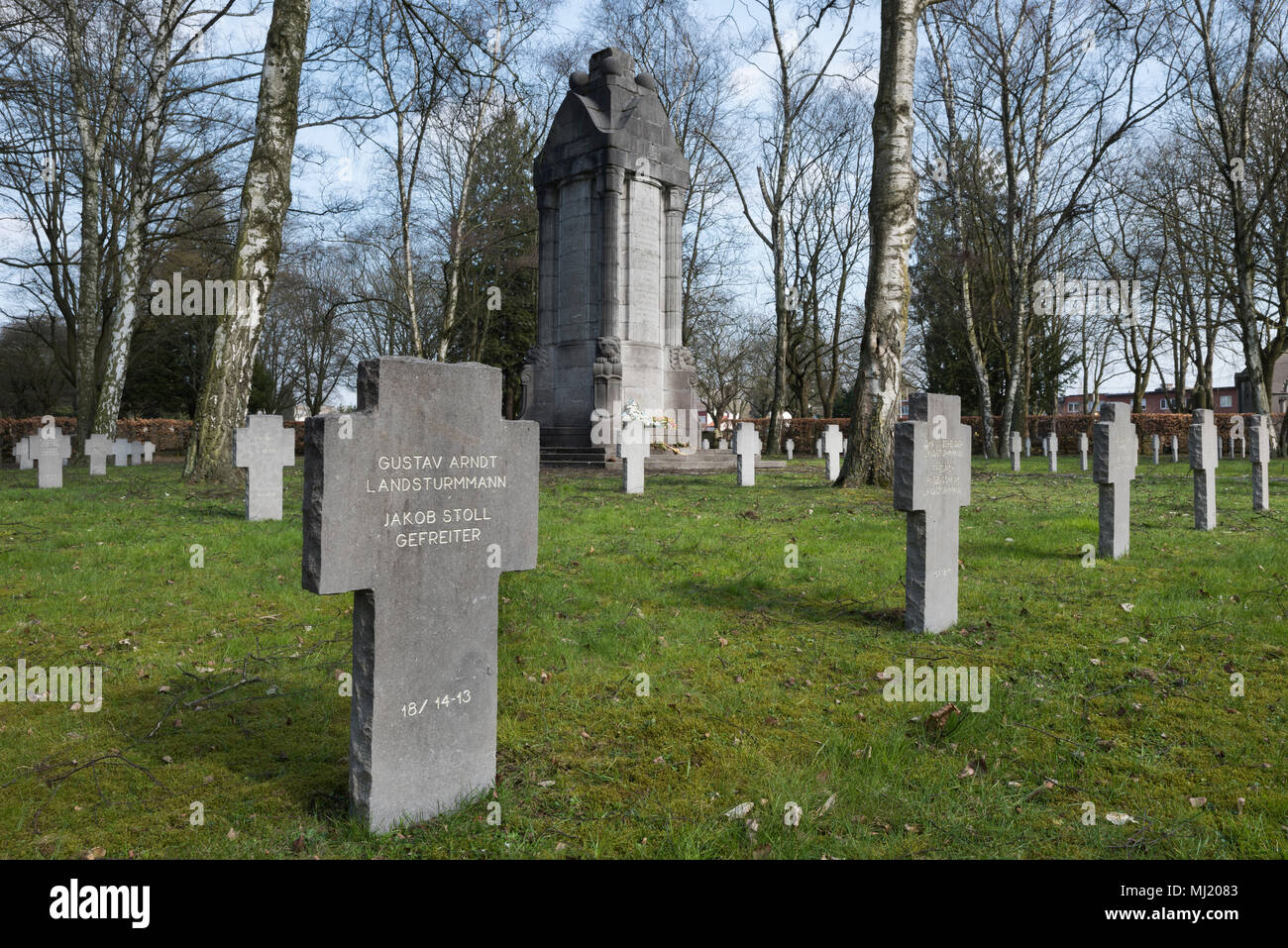 Cimetière militaire allemand, conquête de Liège a été la première grande opération offensive, la Première Guerre mondiale, Liège, Wallonie, Belgique Banque D'Images