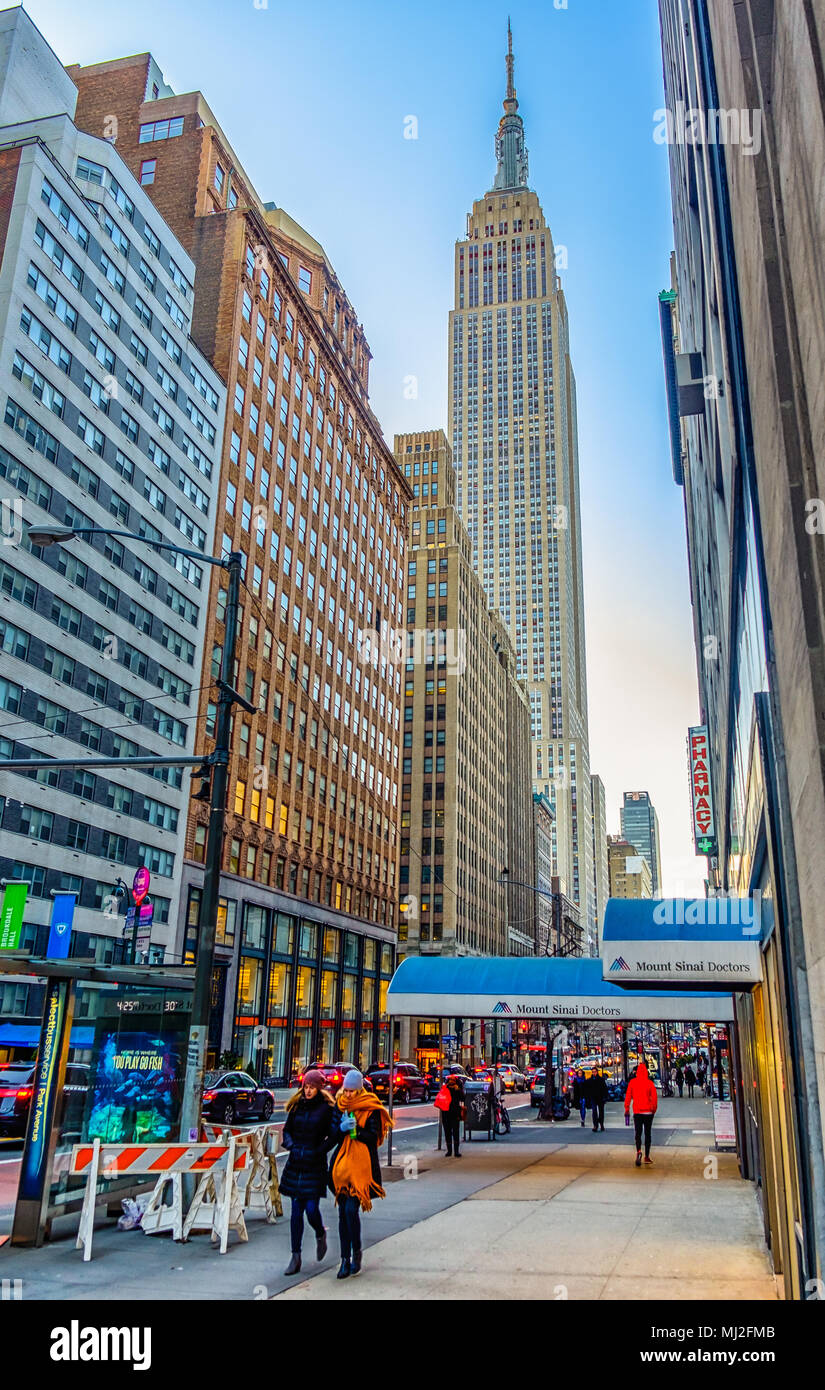 New York, États-Unis, janvier 2018, scène de la vie de la ville dans l'un de Manhattan street Banque D'Images