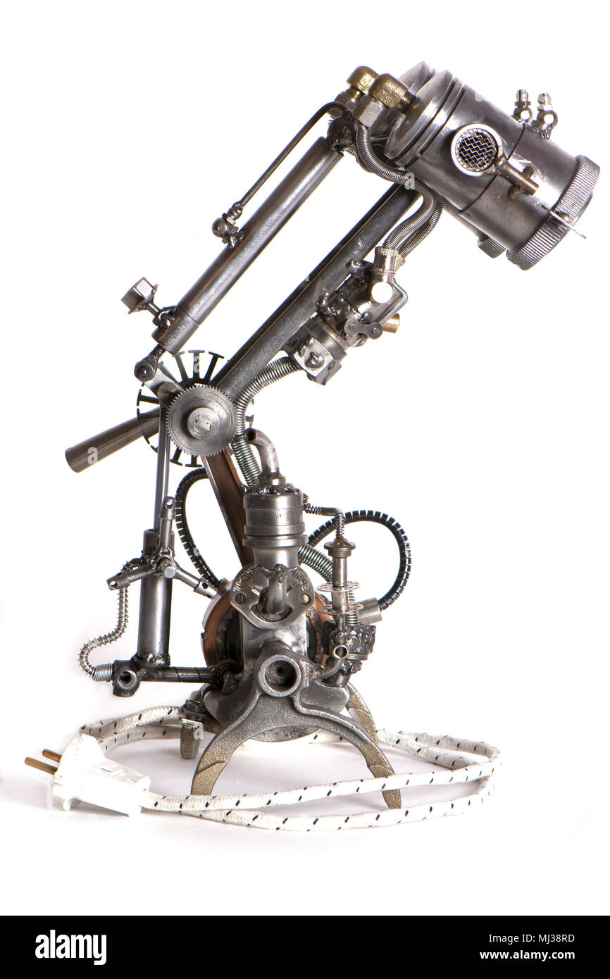 Les lampes de style steampunk sont isolés sur un fond blanc dans un profil Banque D'Images