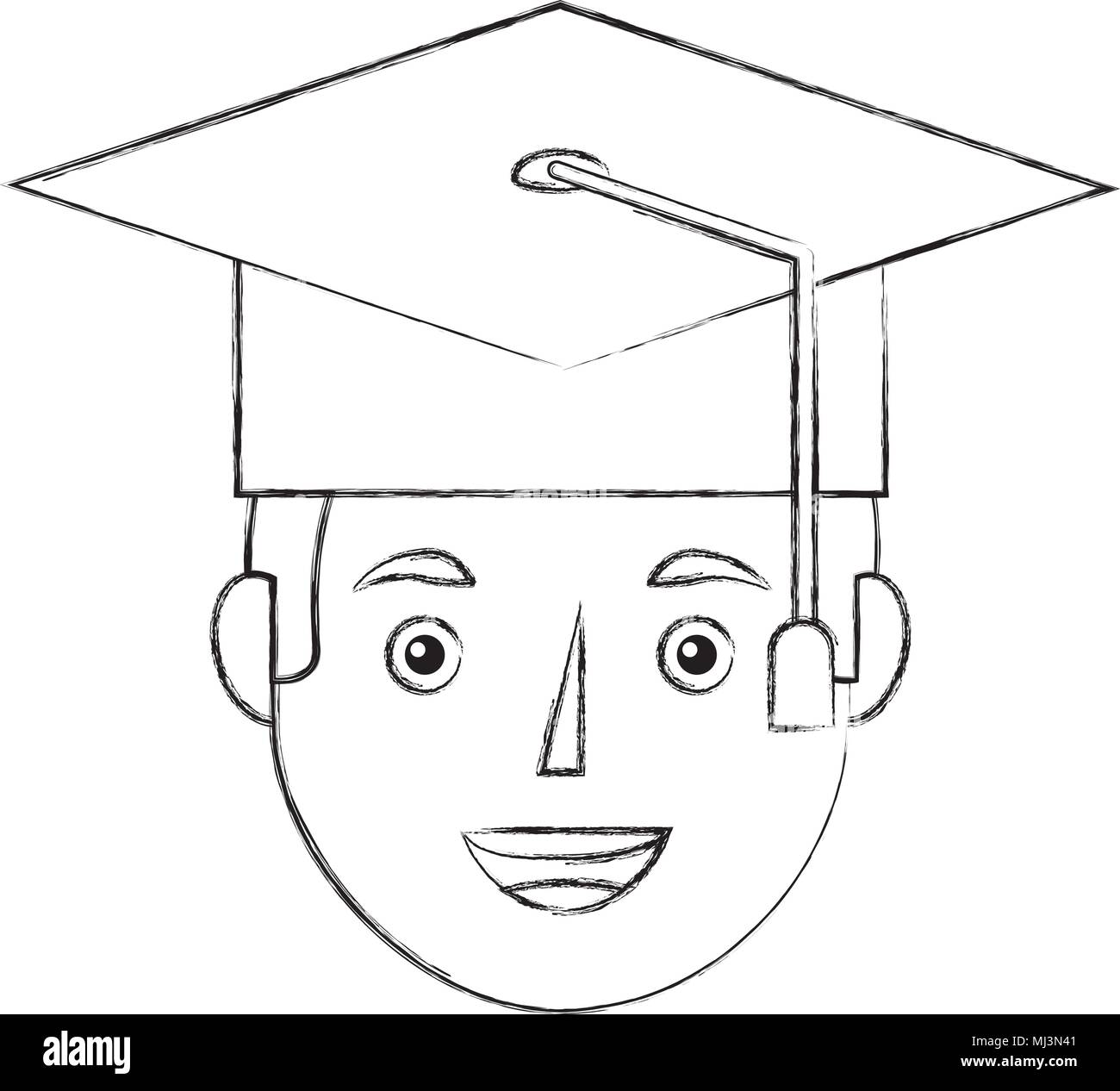 Jeune diplômé man portrait croquis d'illustration vectorielle de l'image de caractère Illustration de Vecteur