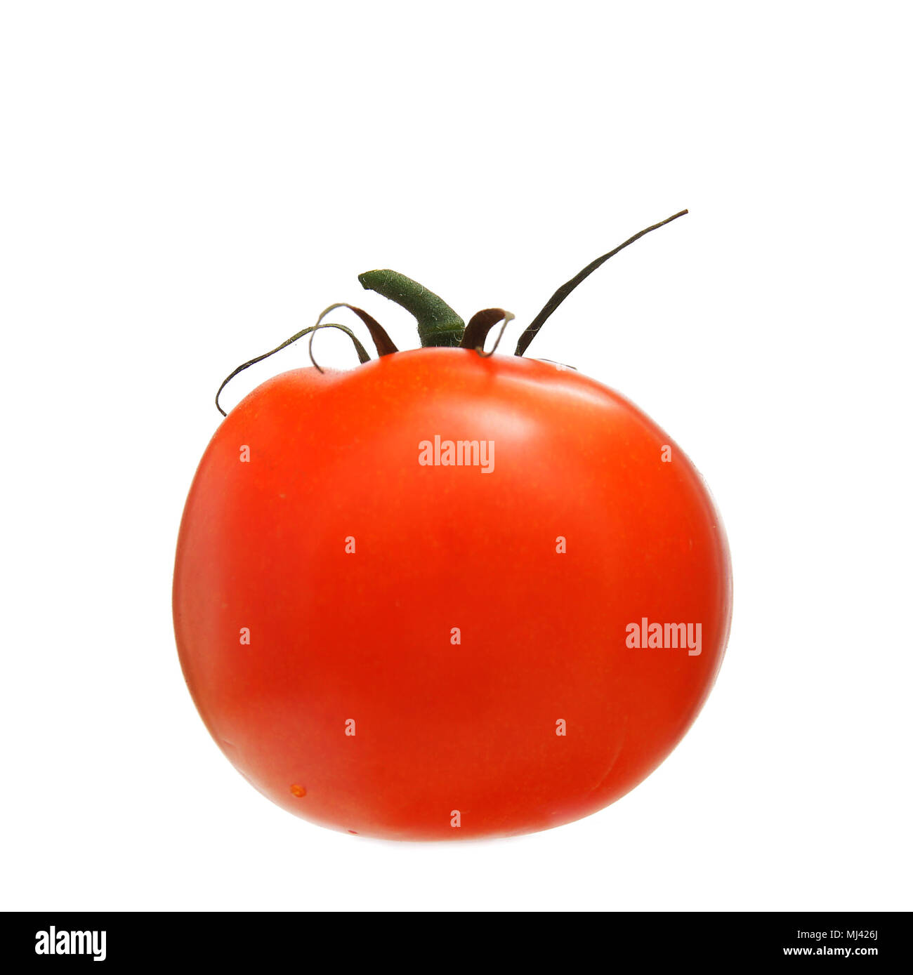 Tomate rouge isolé sur fond blanc. Banque D'Images