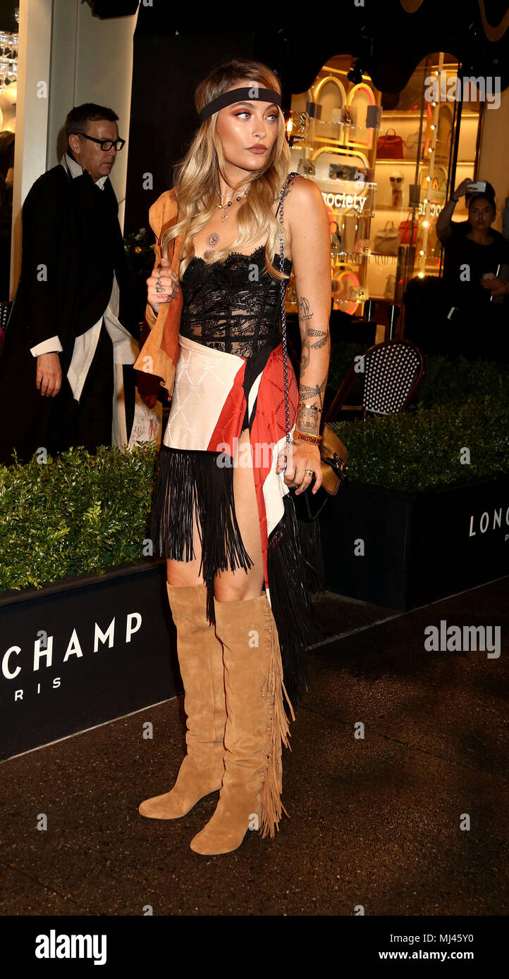 New York City, New York, USA. 3 mai, 2018. PARIS JACKSON actrice assiste à la Longchamp Fifth Ave l'ouverture. Credit : Nancy/Kaszerman ZUMA Wire/Alamy Live News Banque D'Images