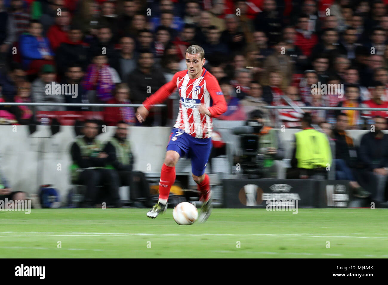 Madrid, Espagne. 3 mai, 2018. ANTOINE GRIEZMANN de l'Atletico de Madrid au cours de l'UEFA Europa League, demi-finale, deuxième manche match de football entre l'Atletico de Madrid et Arsenal FC le 3 mai 2018 au stade Metropolitano de Madrid, Espagne Credit : Manuel Blondeau/ZUMA/Alamy Fil Live News Banque D'Images