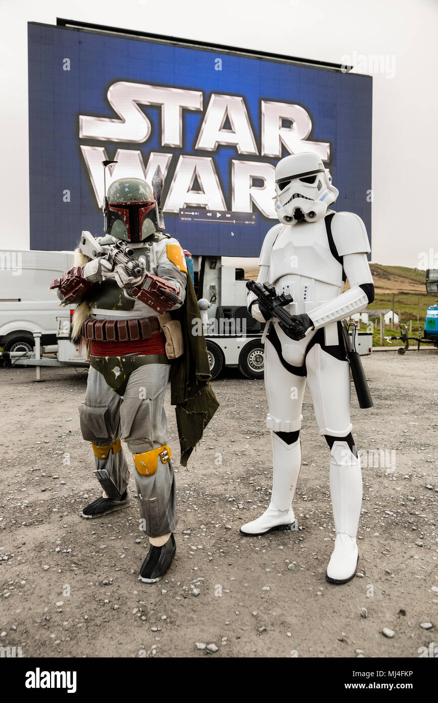 Star wars day 2018, rouler en film sur Valentia Island près de Skellig Michael, l'un des lieux de tournage Banque D'Images