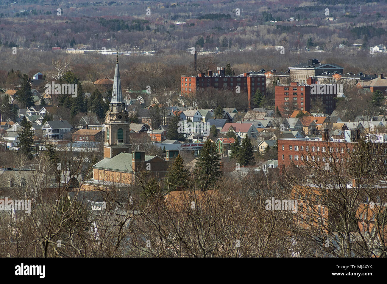 Arial shot de la ville de Utica, New York Banque D'Images