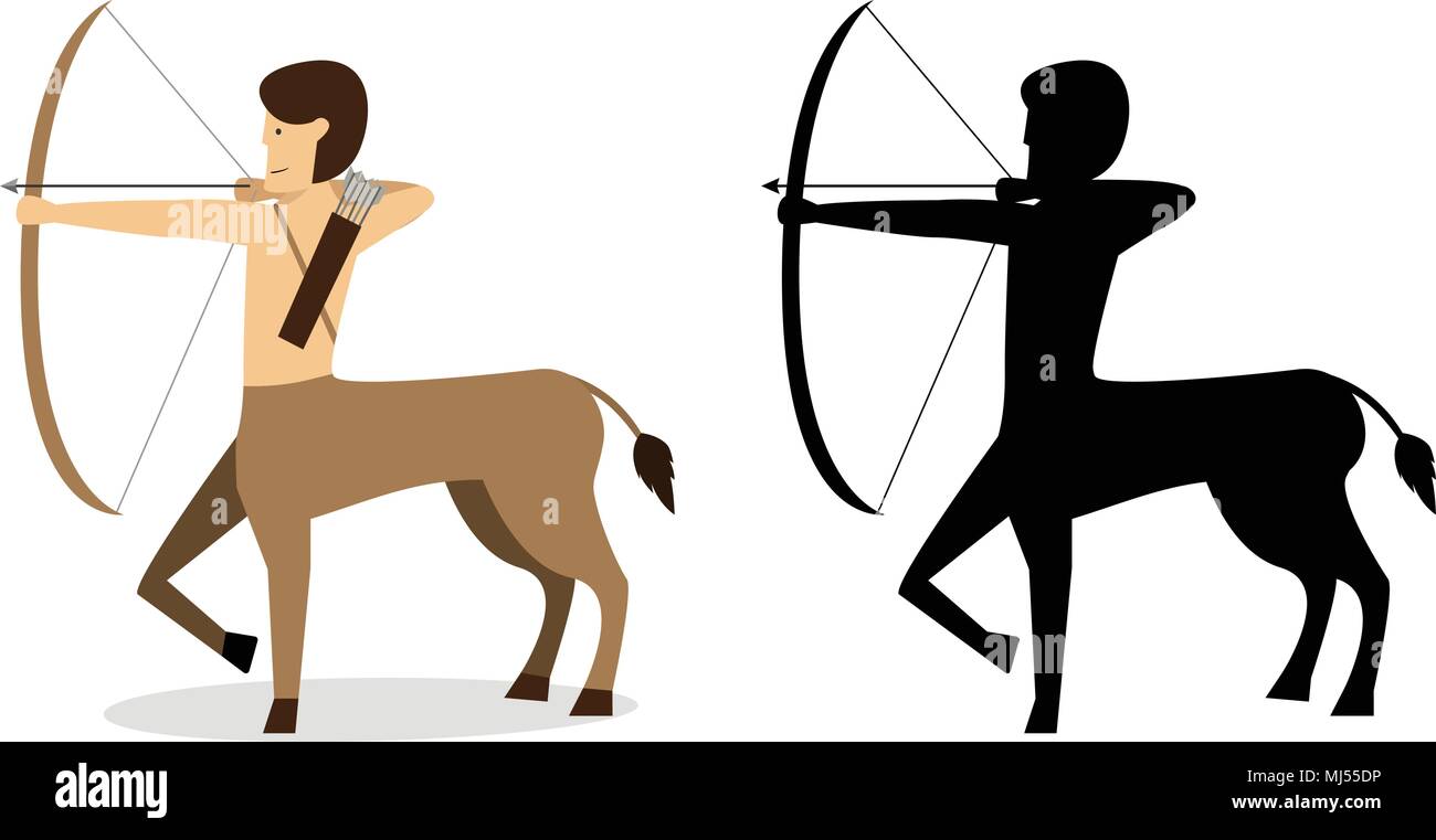 Centaur archer en télévision et silhouette vecteur conception de style Illustration de Vecteur