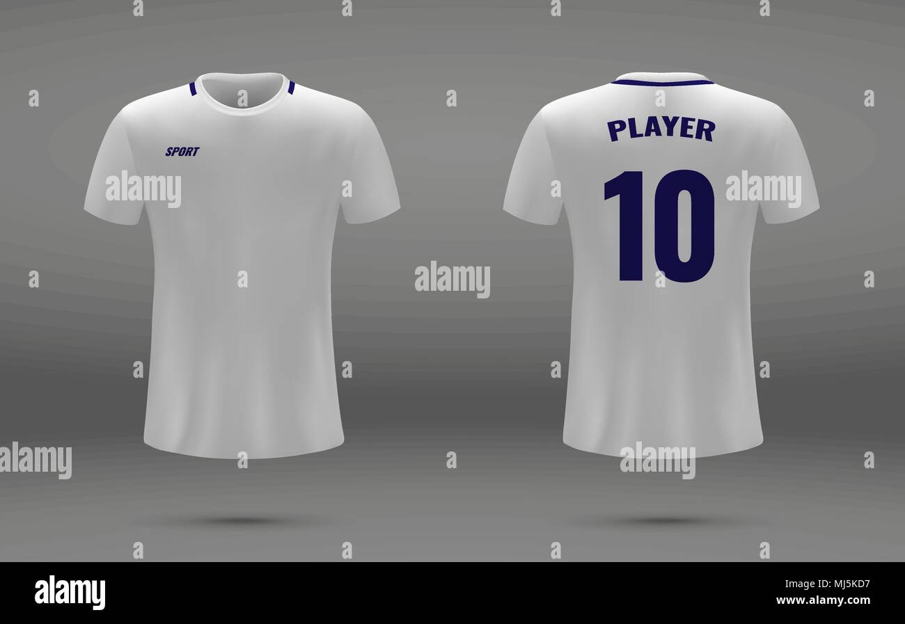 Maillot de football réaliste, t-shirt de Tottenham Hotspur, modèle uniforme pour le football Illustration de Vecteur
