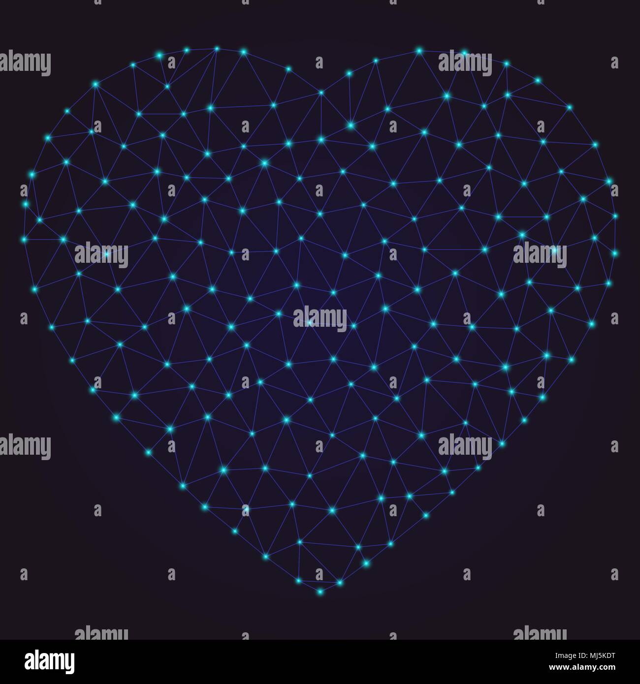 Résumé coeur polygonal de points et de lignes. Illustration de Vecteur