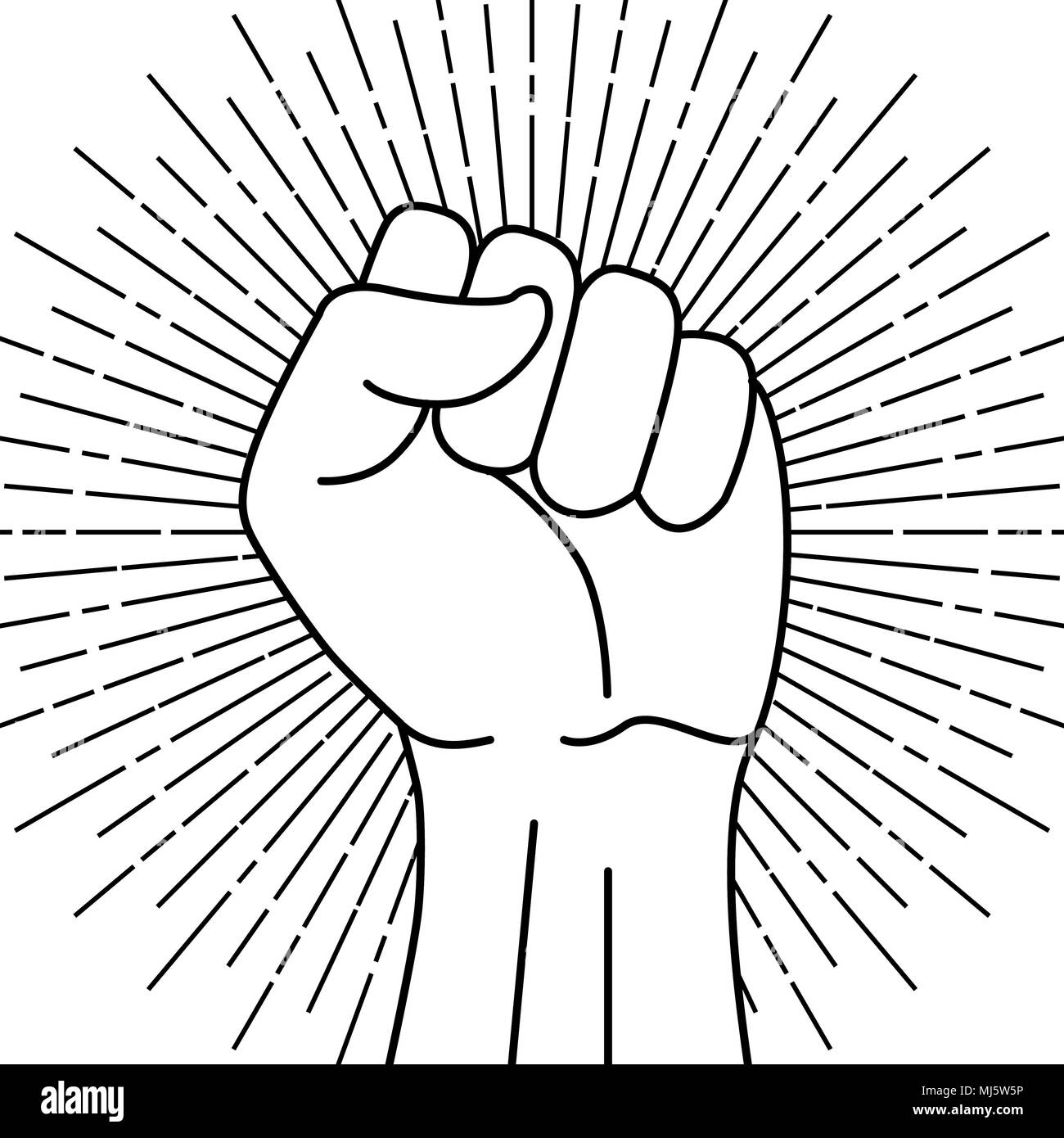 Fist homme part, symbole de protestation prolétarienne. Signe de puissance Illustration de Vecteur